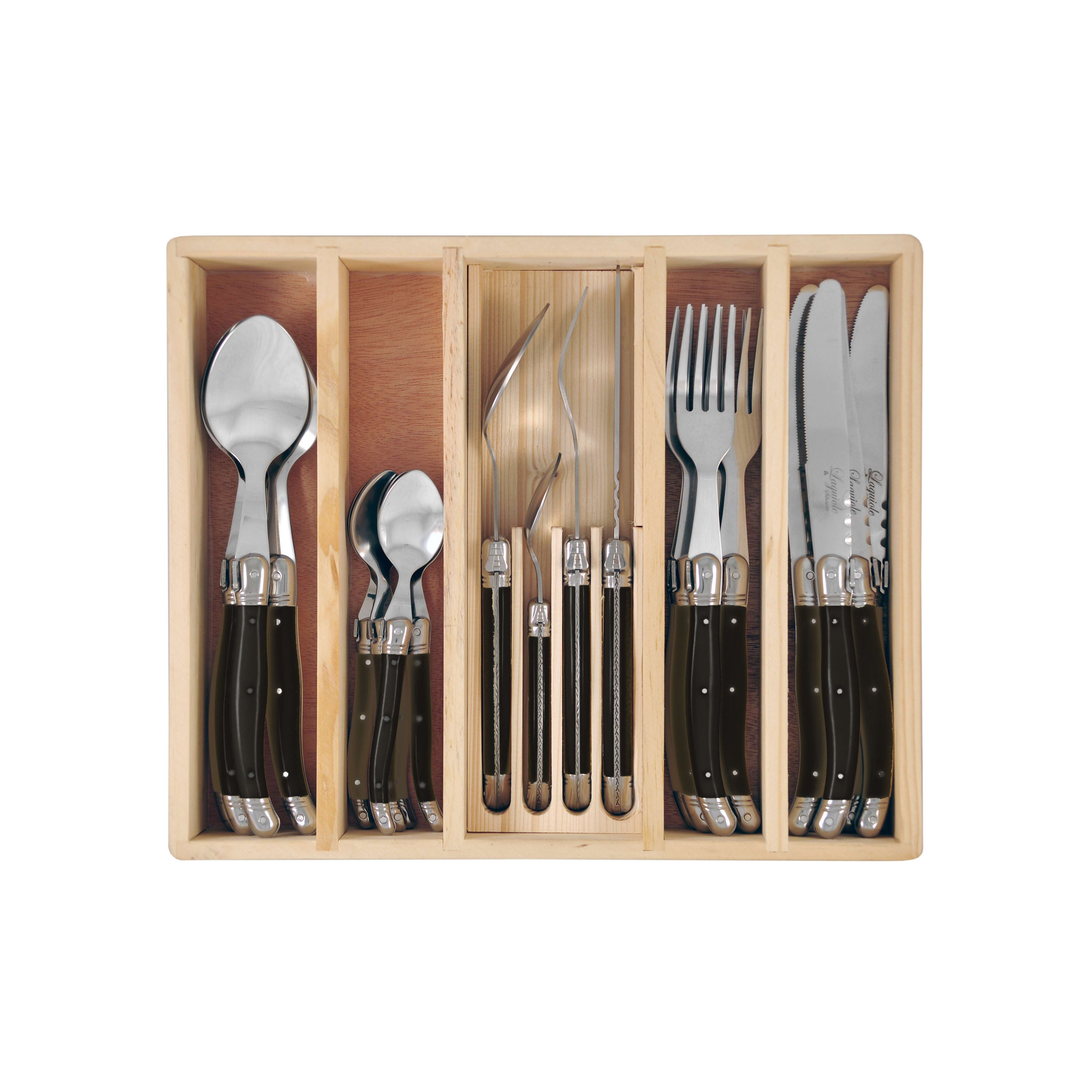 Laguiole Silhouette 24 Piece Cutlery Set - Black