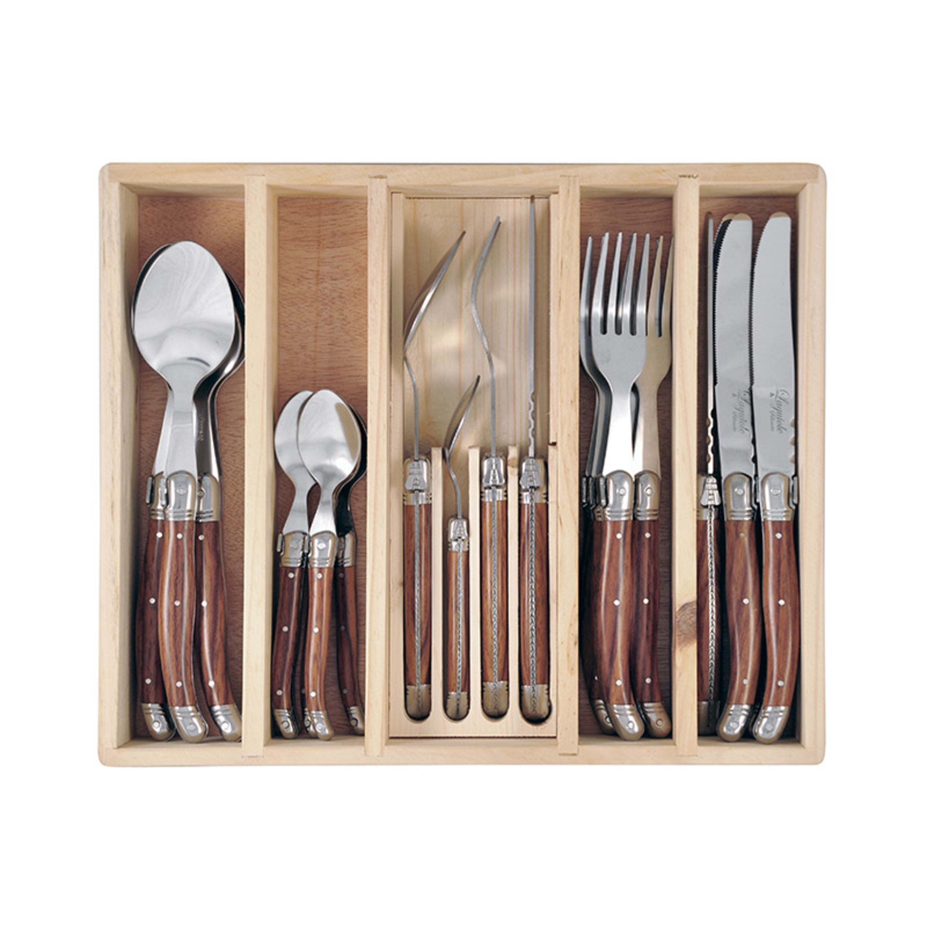 Laguiole Silhouette 24 Piece Cutlery Set - Wooden
