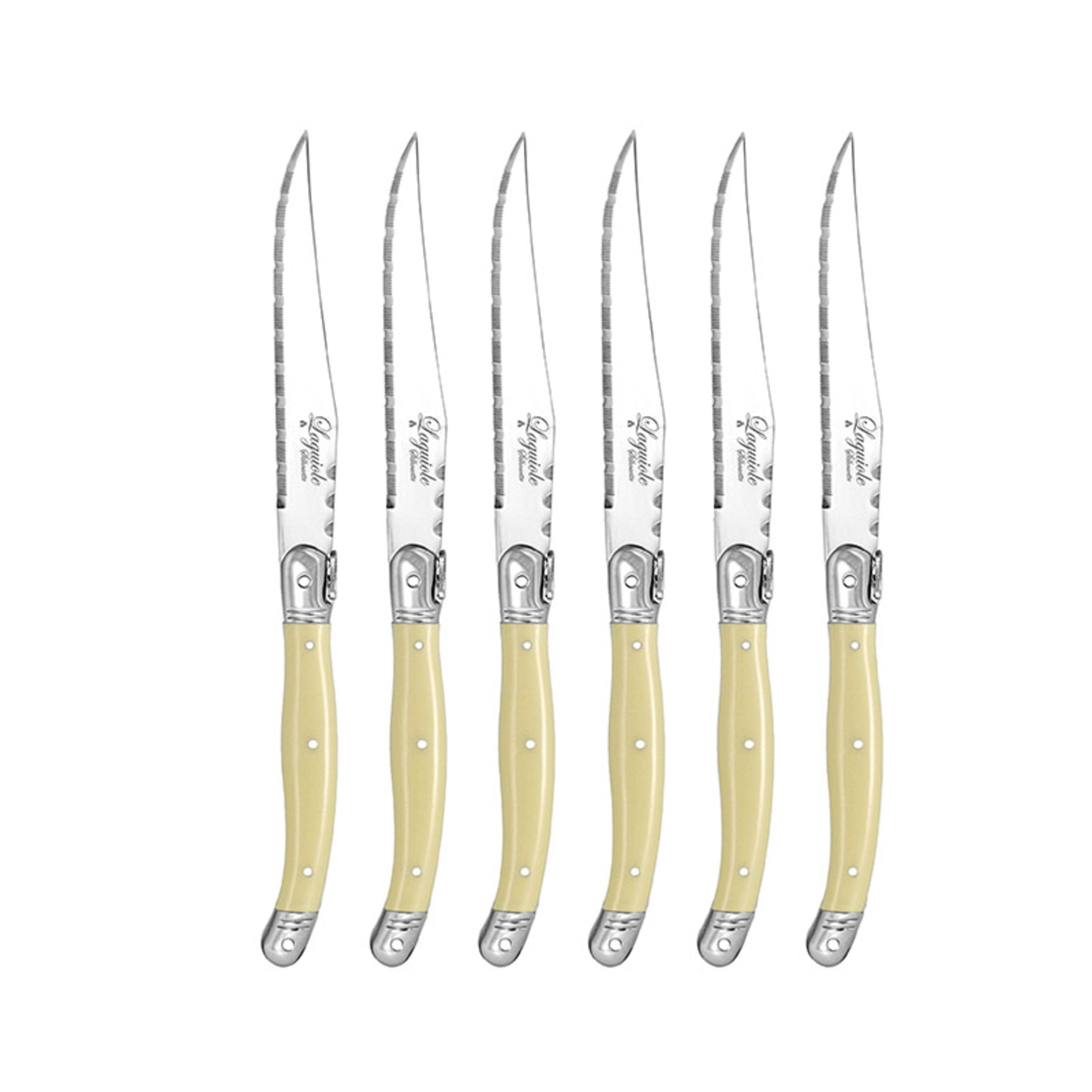 Laguiole Silhouette 6 Piece Steak Knife Set Flatpack - Ivory