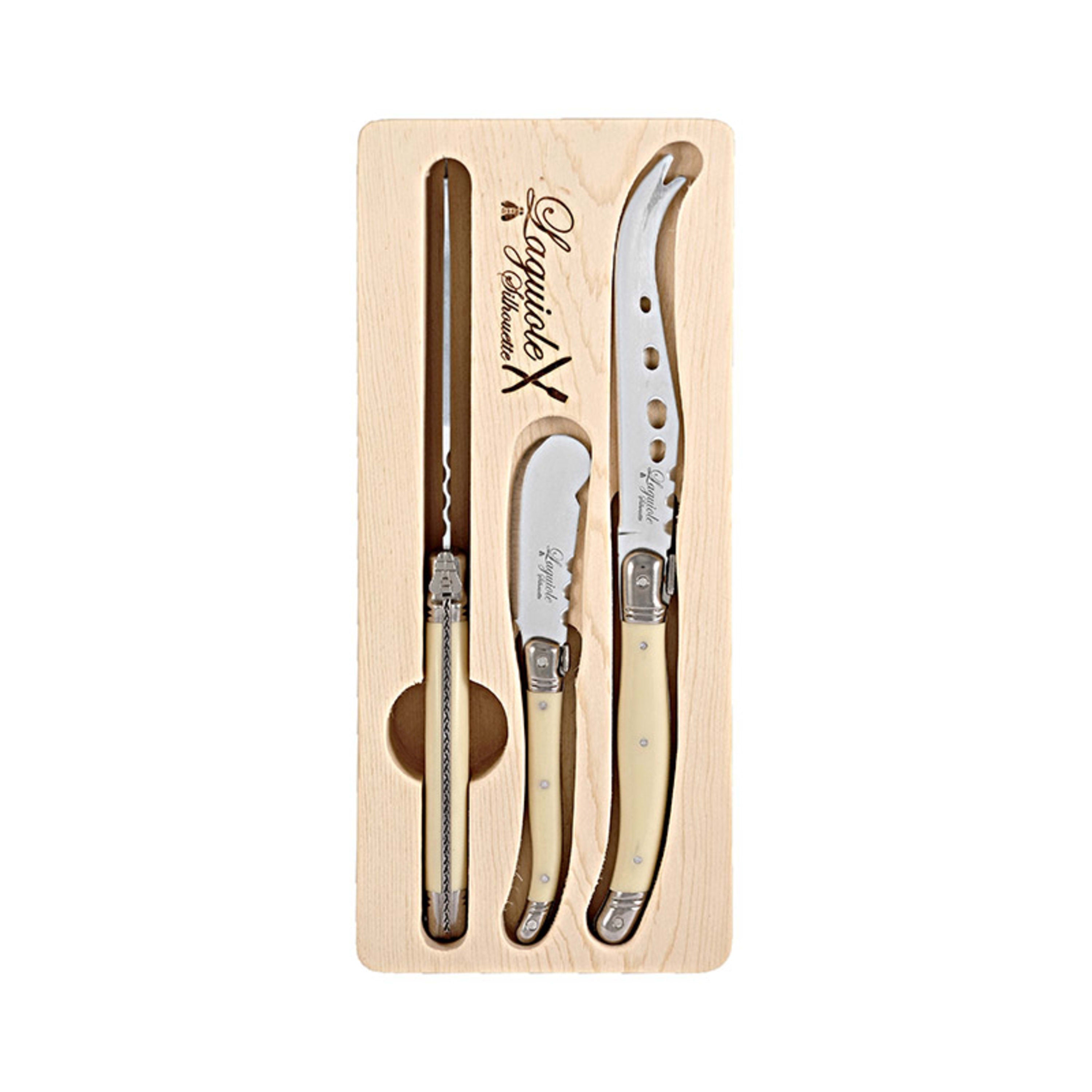 Laguiole Silhouette 3 Piece Cheese Set - Ivory