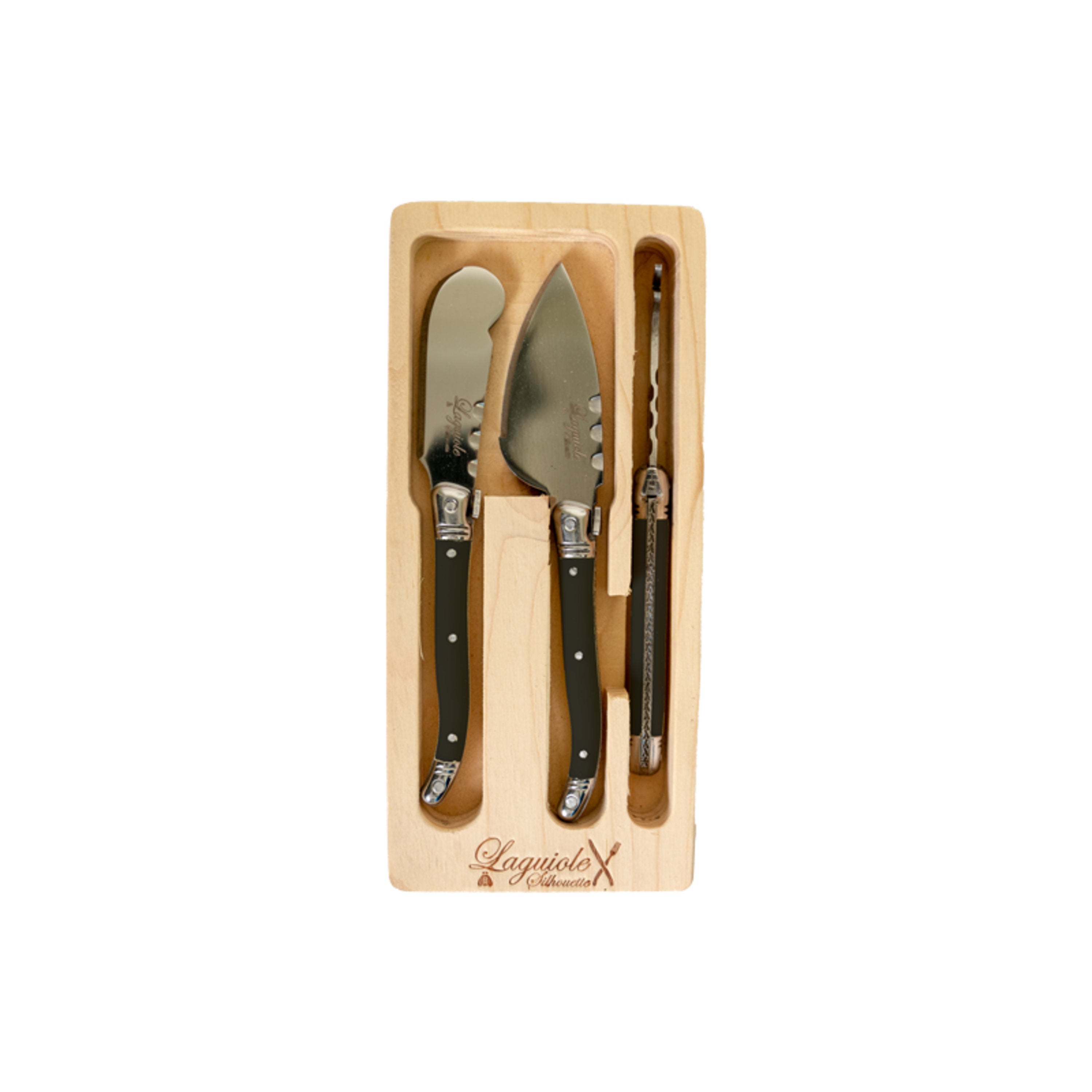 Laguiole Silhouette 3 Piece Mini Cheese Set - Black