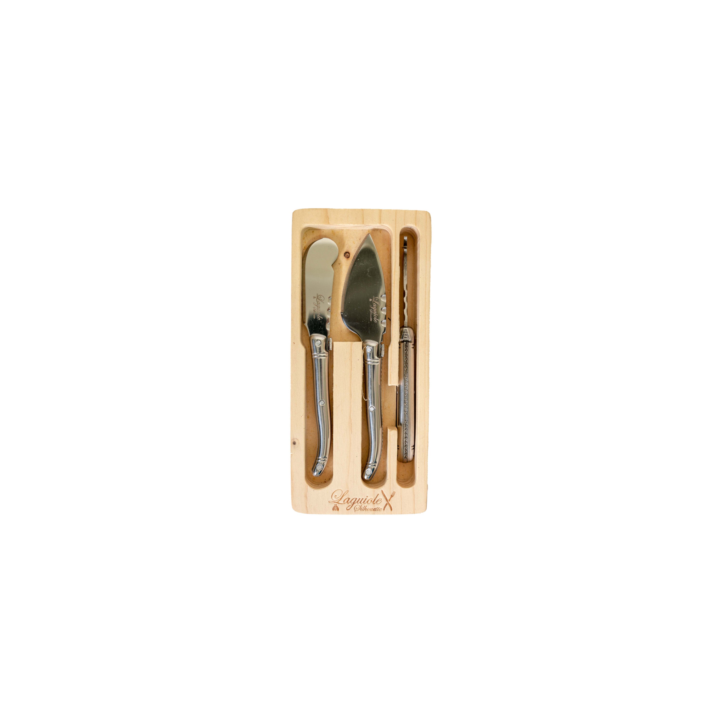 Laguiole Silhouette 3 Piece Mini Cheese Set - Stainless Steel
