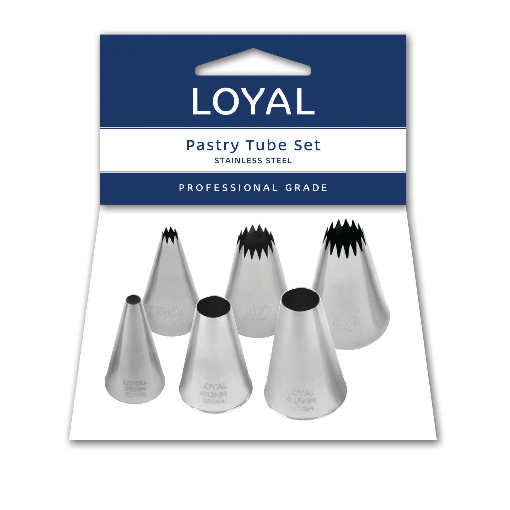 LOYAL French Star & Round Pastry Tube Set 6 Piece Stainless Steel