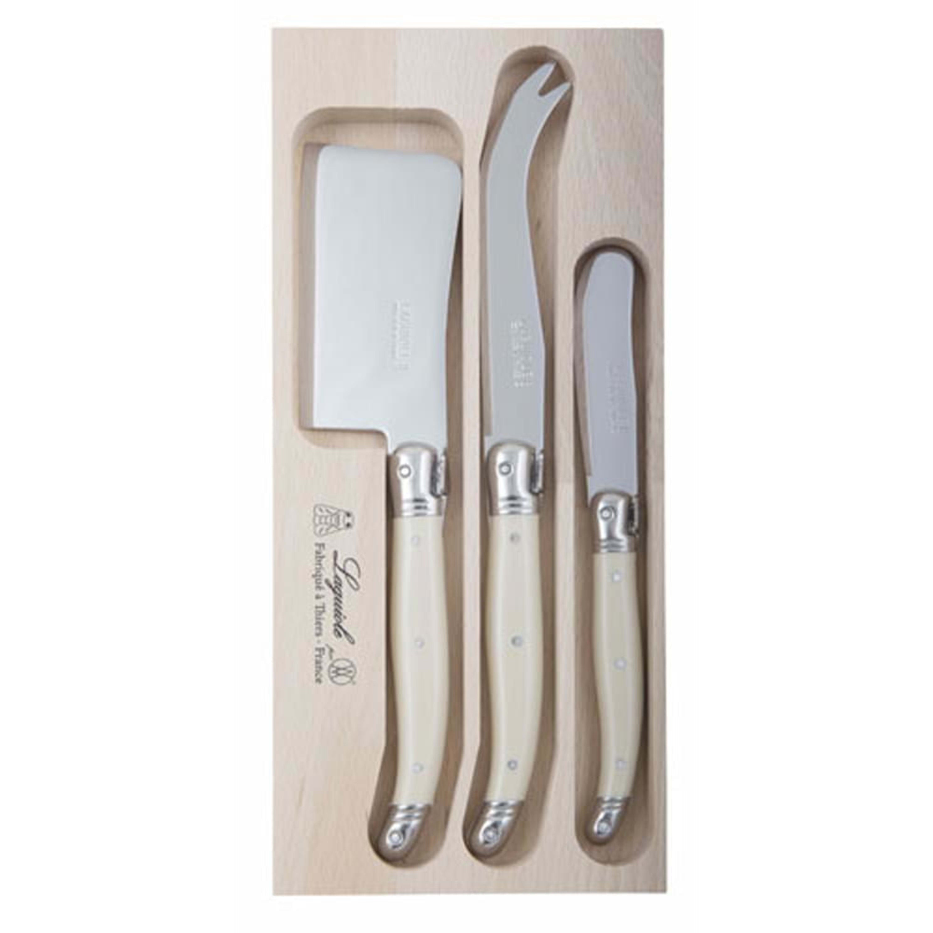Laguiole André Verdier Debutant Cheese Knife 2 Piece Set - Grey Marble