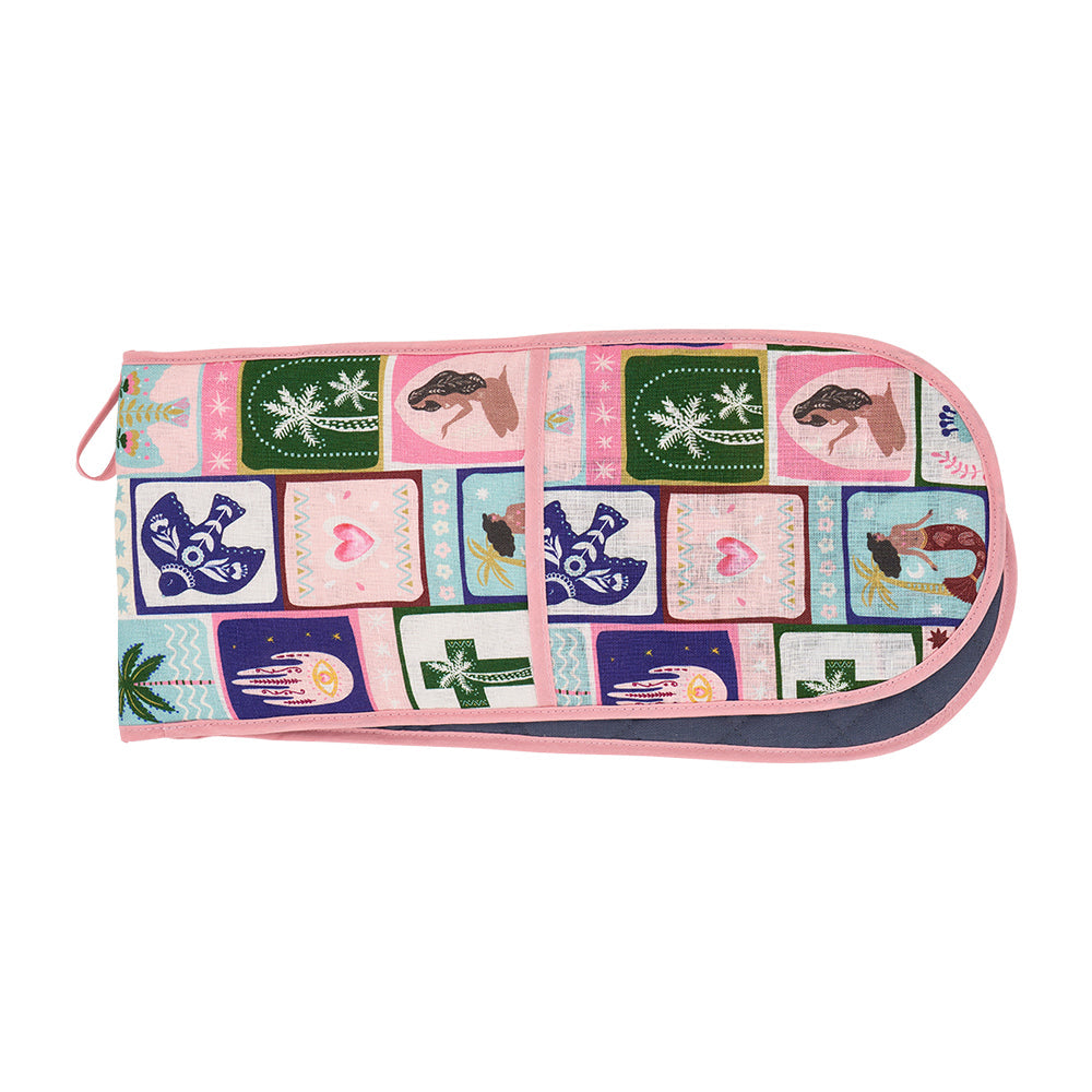 Annabel Trends Linen Double Oven Mitt Celestial Dreams