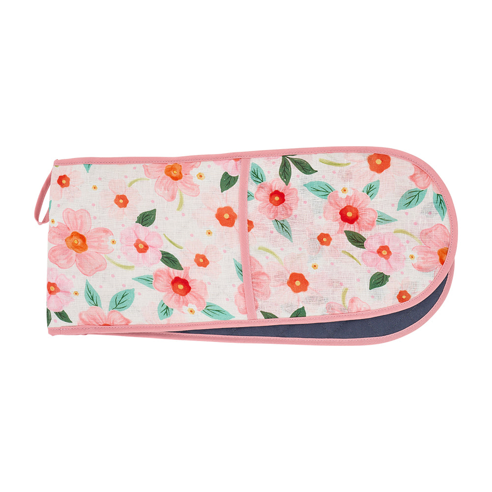 Annabel Trends Linen Double Oven Mitt Meadow Blush