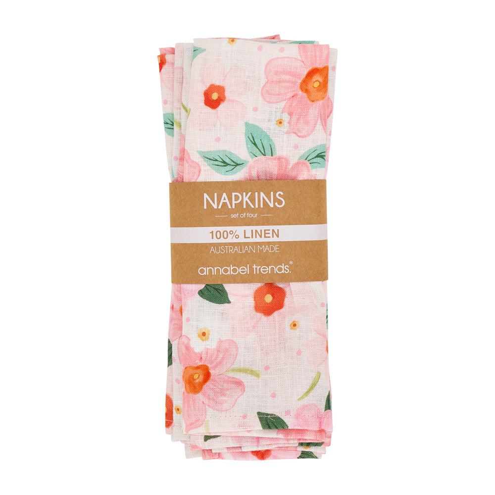 Annabel Trends Linen Napkin Set Meadow Blush