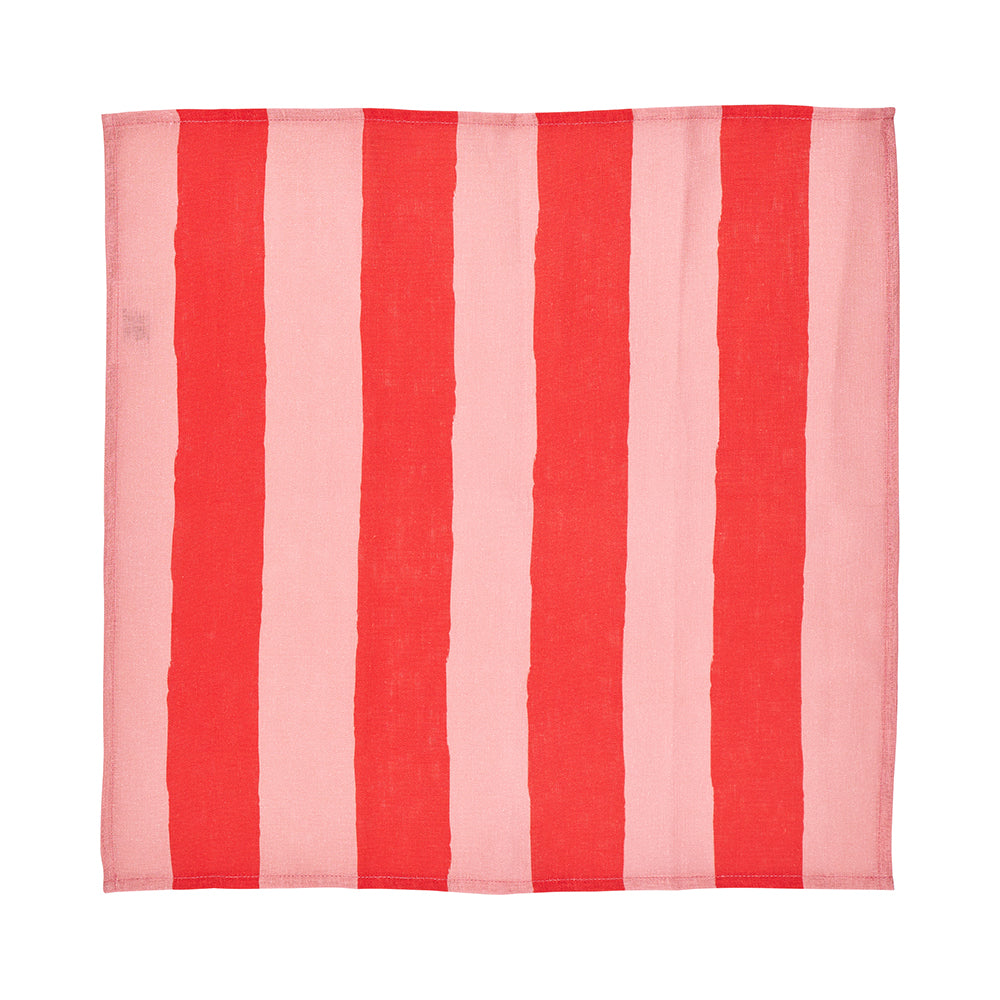 Annabel Trends Linen Napkin Set Red Stripe