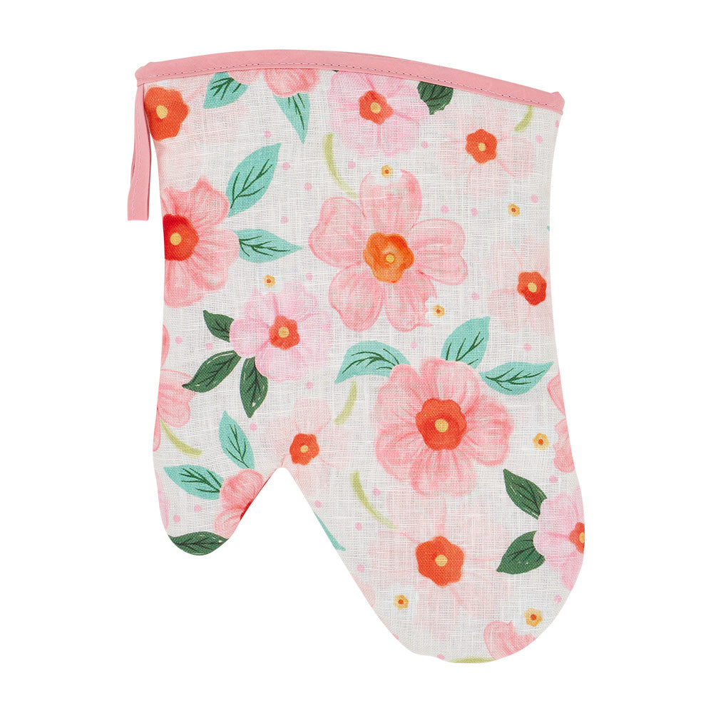 Annabel Trends Linen Oven Mitt Single Meadow Blush
