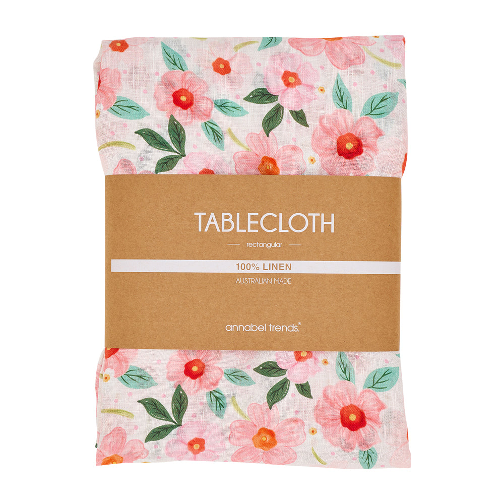 Annabel Trends Linen Tablecloth Meadow Blush Large 138cm x 300cm