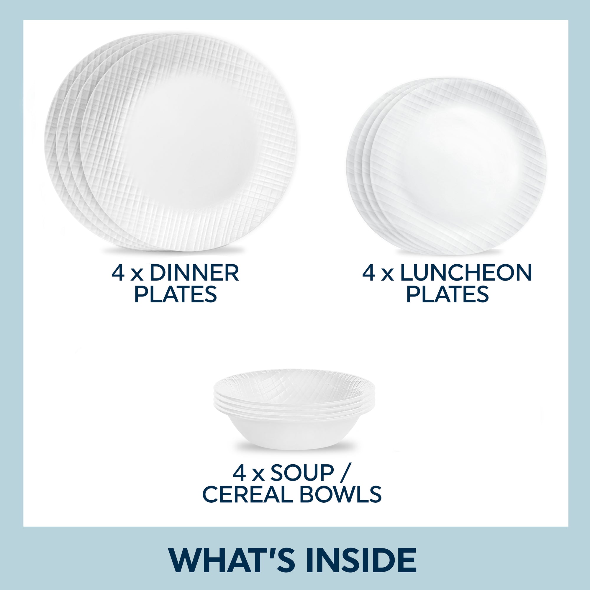 Corelle Linen Weave 12 Piece Dinner Set