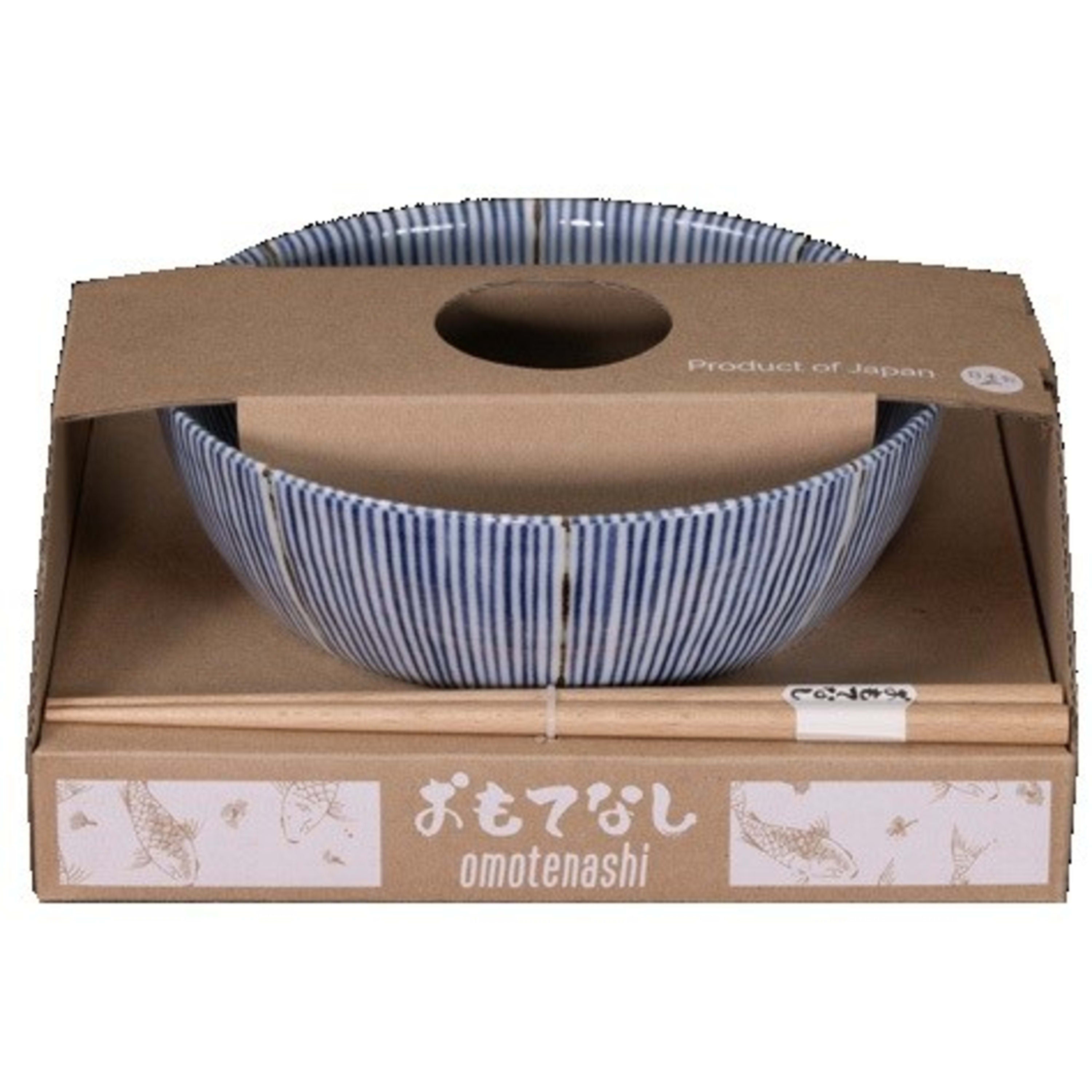 Omotenashi Some Tokusa Ramen Bowl with Chopsticks 18.5x9cm Gift Set