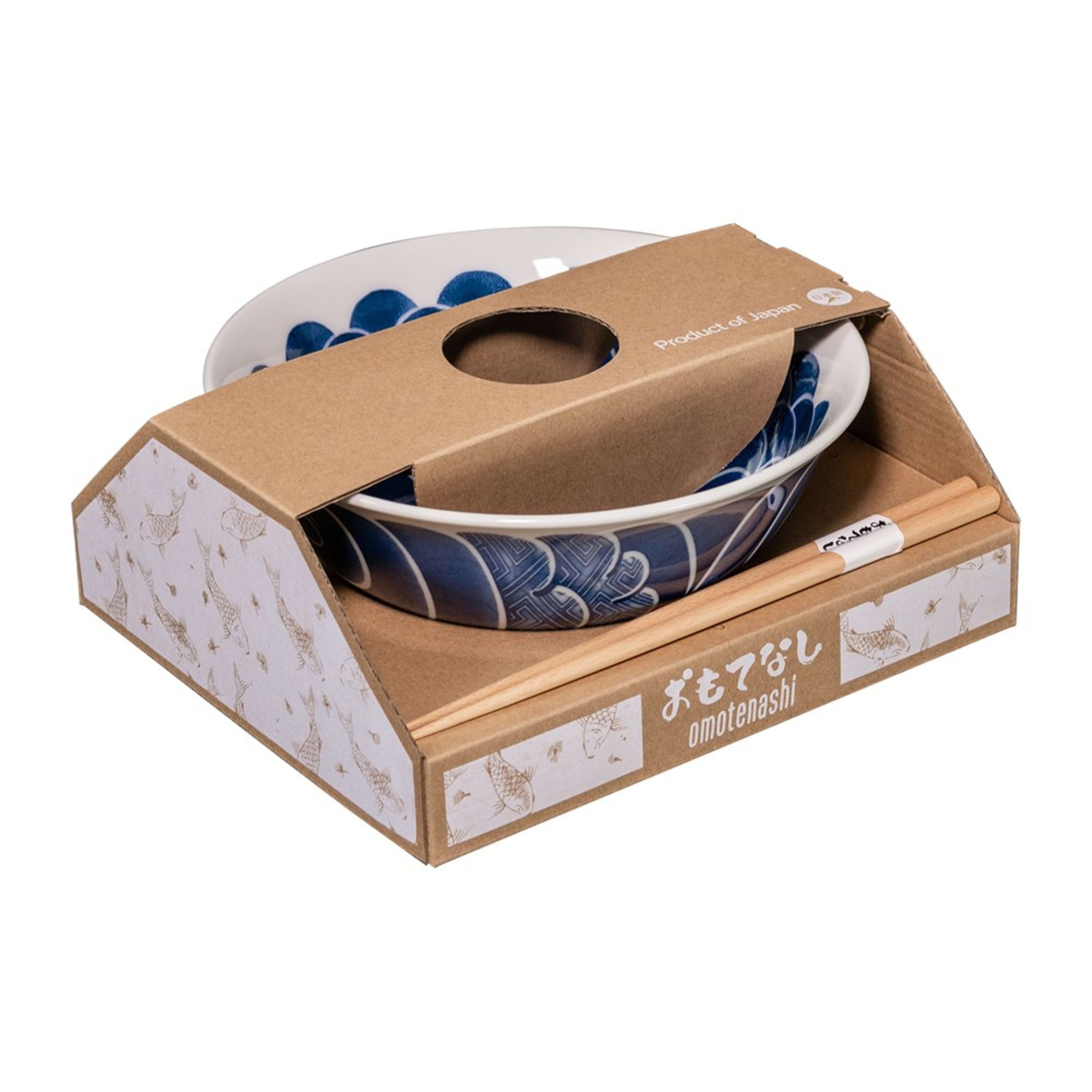 Omotenashi Kikumon Ramen Bowl with Chopsticks 21x8cm Gift Set