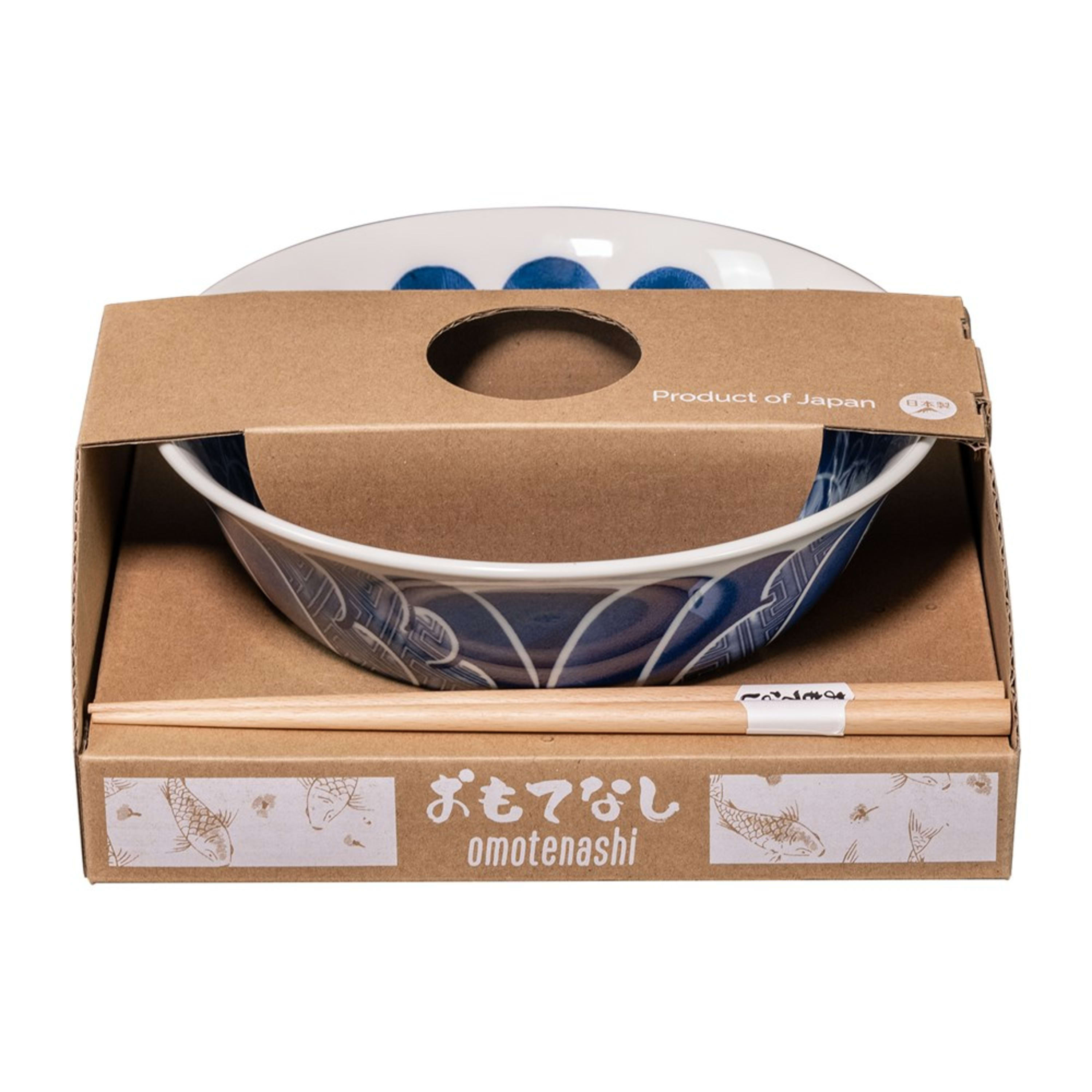 Omotenashi Kikumon Ramen Bowl with Chopsticks 21x8cm Gift Set