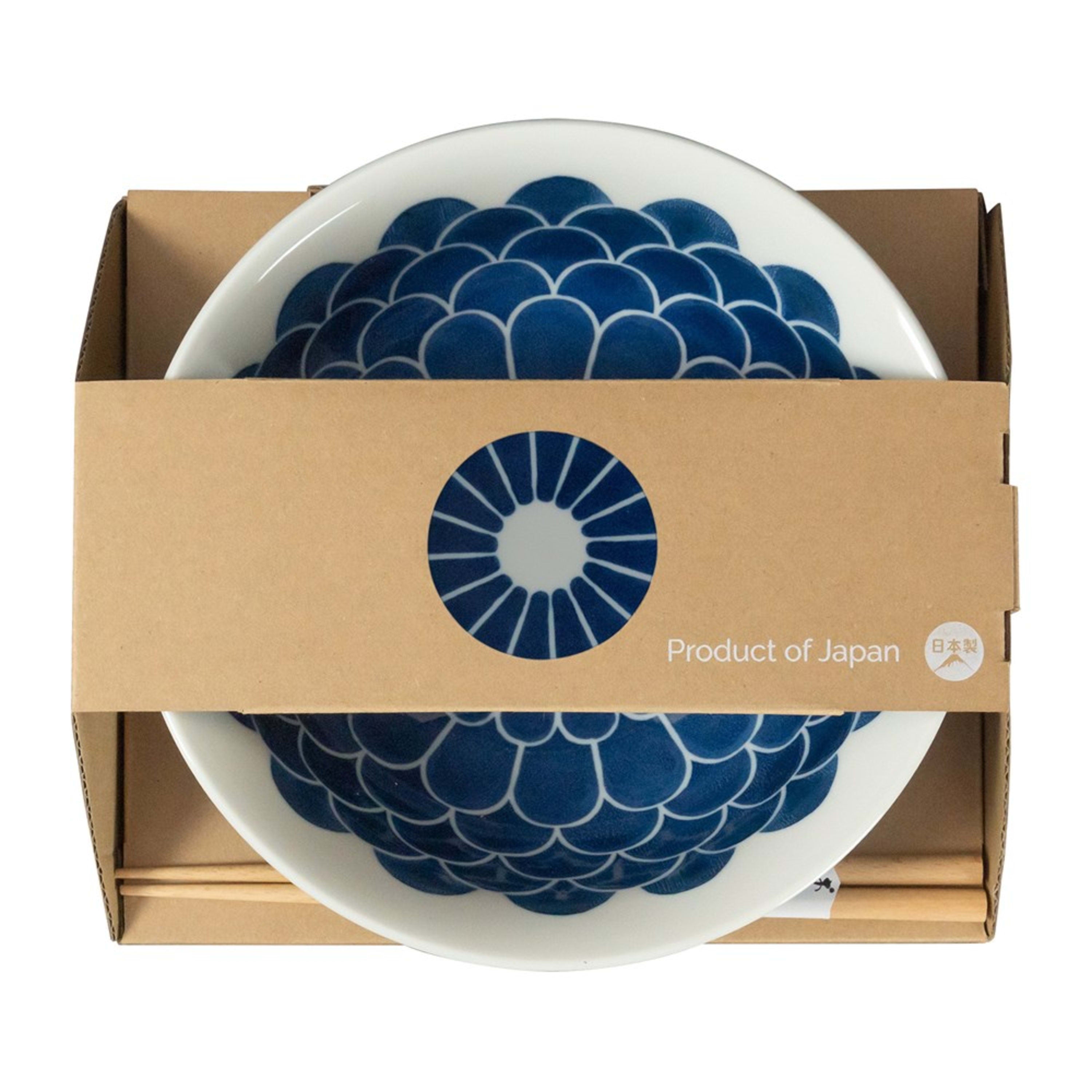 Omotenashi Kikumon Ramen Bowl with Chopsticks 21x8cm Gift Set