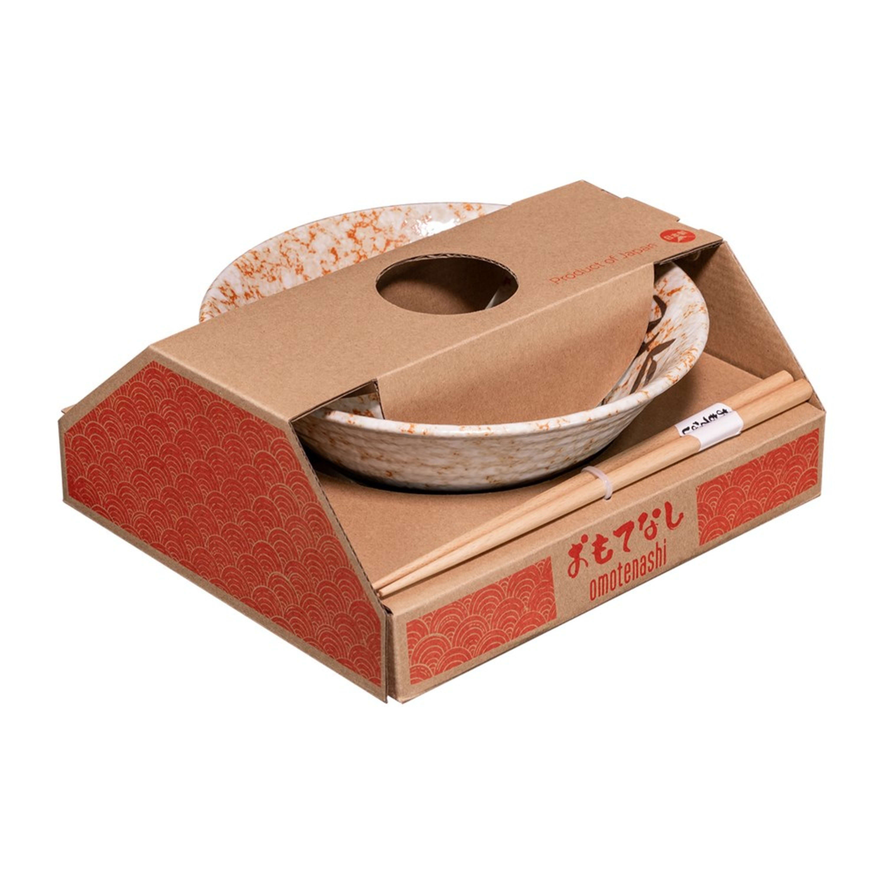 Omotenashi Shino Sunset Ramen Bowl with Chopsticks 19x8.5cm Gift Set