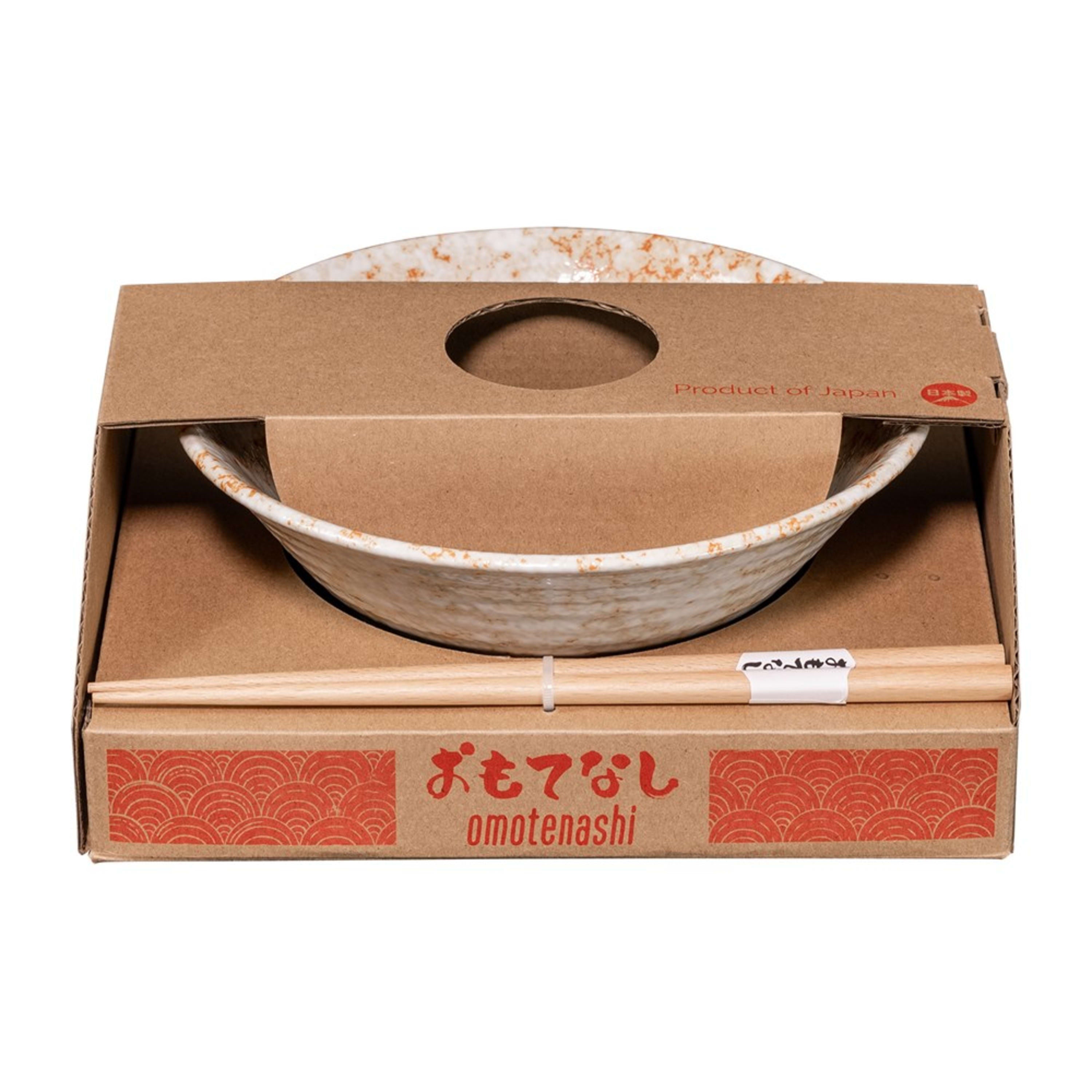 Omotenashi Shino Sunset Ramen Bowl with Chopsticks 19x8.5cm Gift Set
