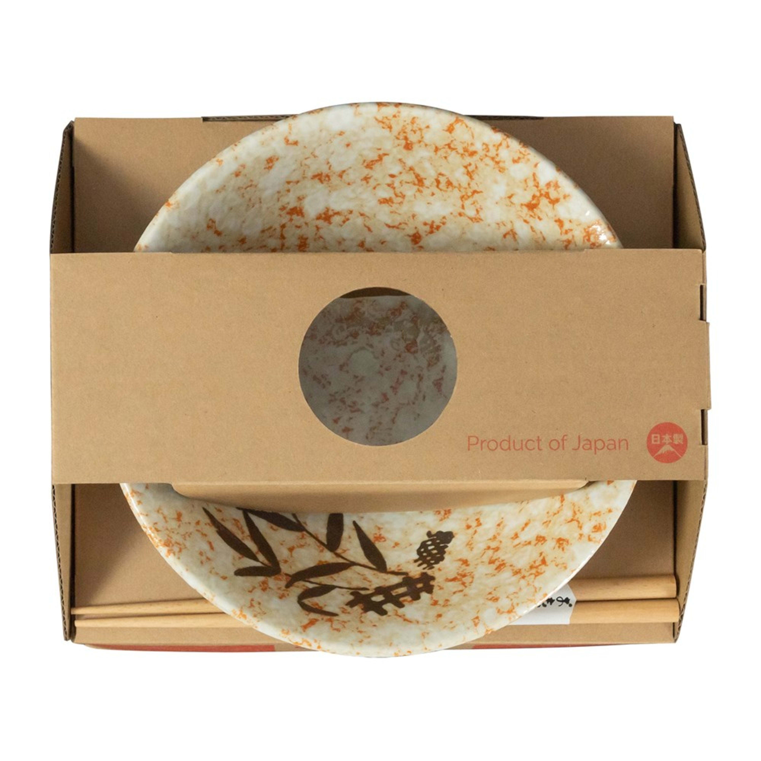Omotenashi Shino Sunset Ramen Bowl with Chopsticks 19x8.5cm Gift Set