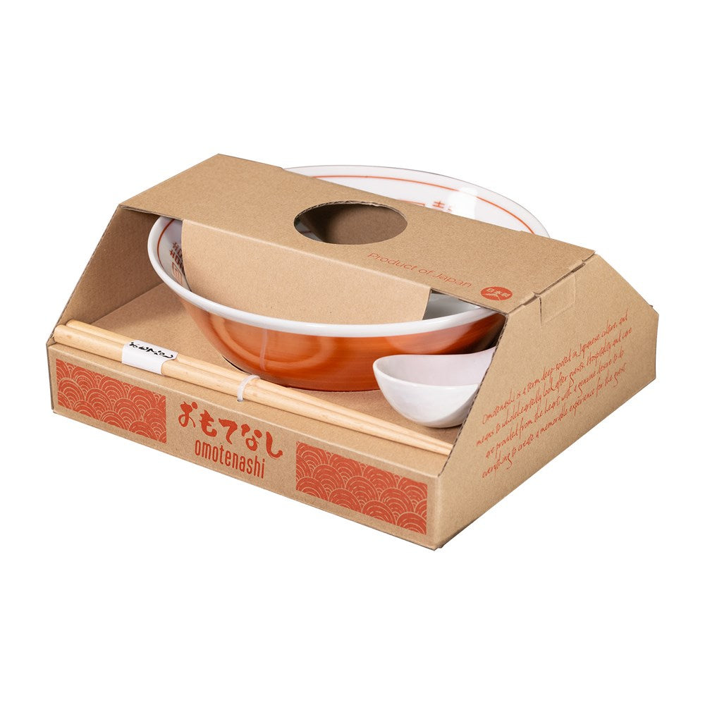 Omotenashi Chuka Dragon Green Ramen Bowl with Chopsticks & Spoon 19.5x7.5cm Gift Set