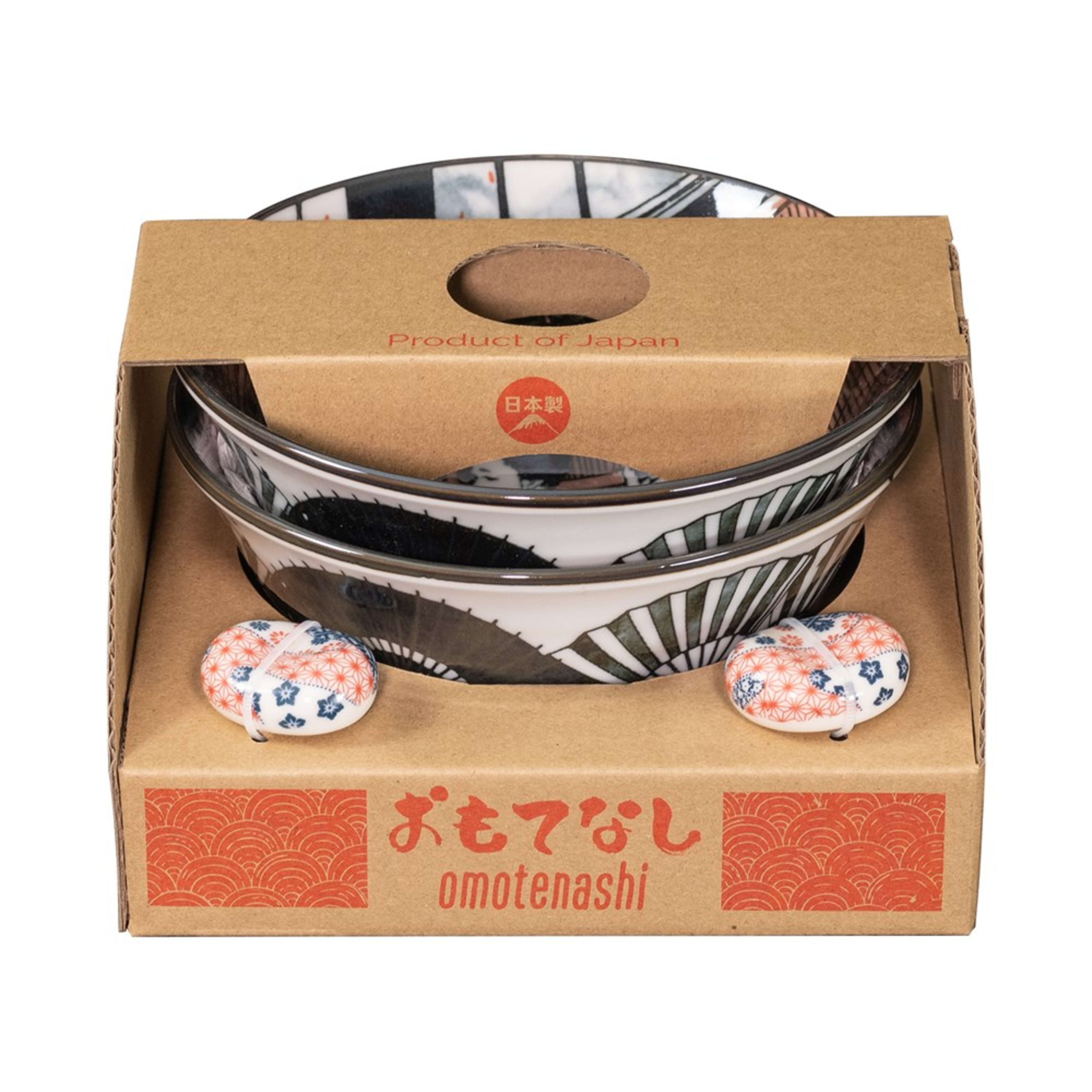 Omotenashi Maiko 4 Piece Bowl & Chopstick Rest Set 15x7cm
