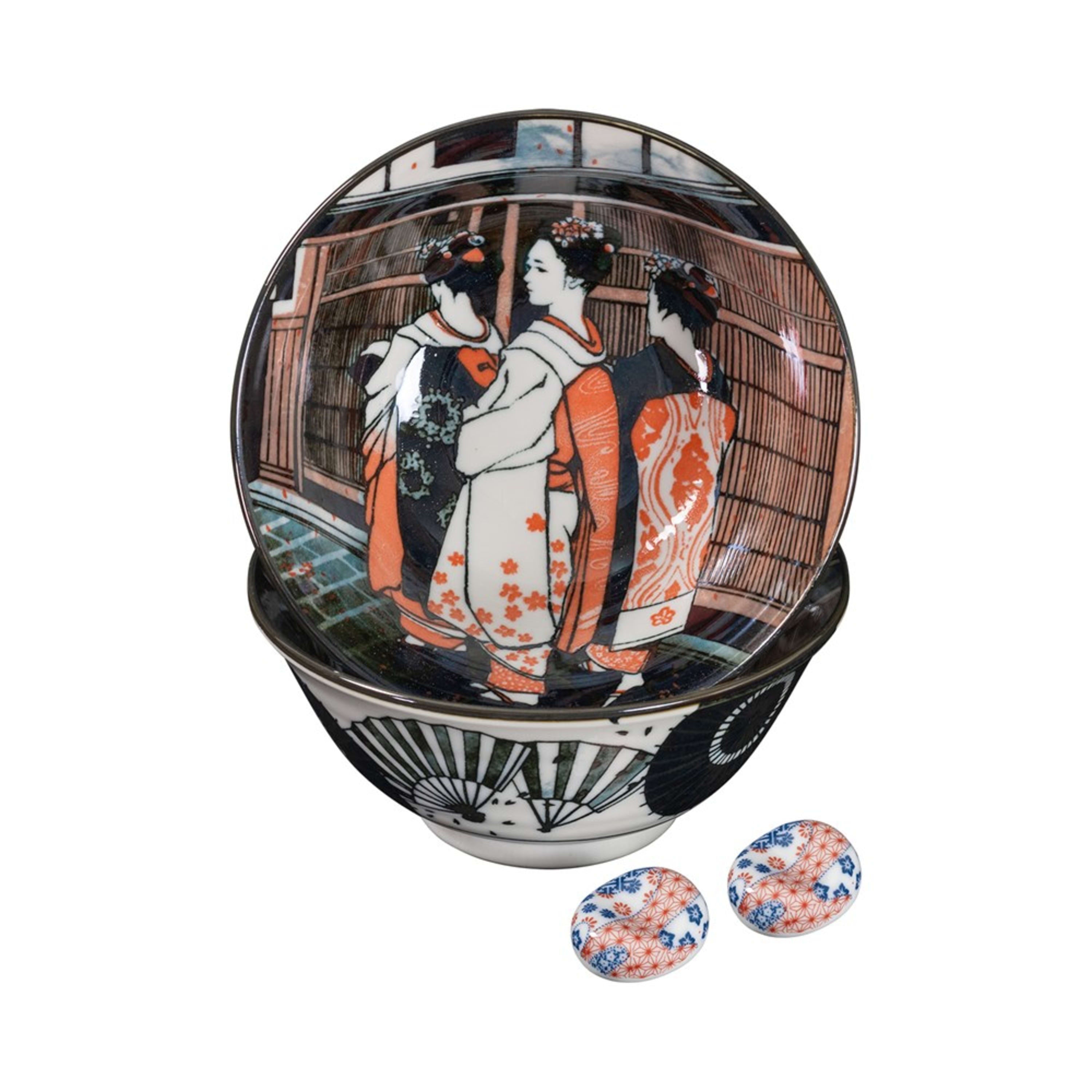 Omotenashi Maiko 4 Piece Bowl & Chopstick Rest Set 15x7cm