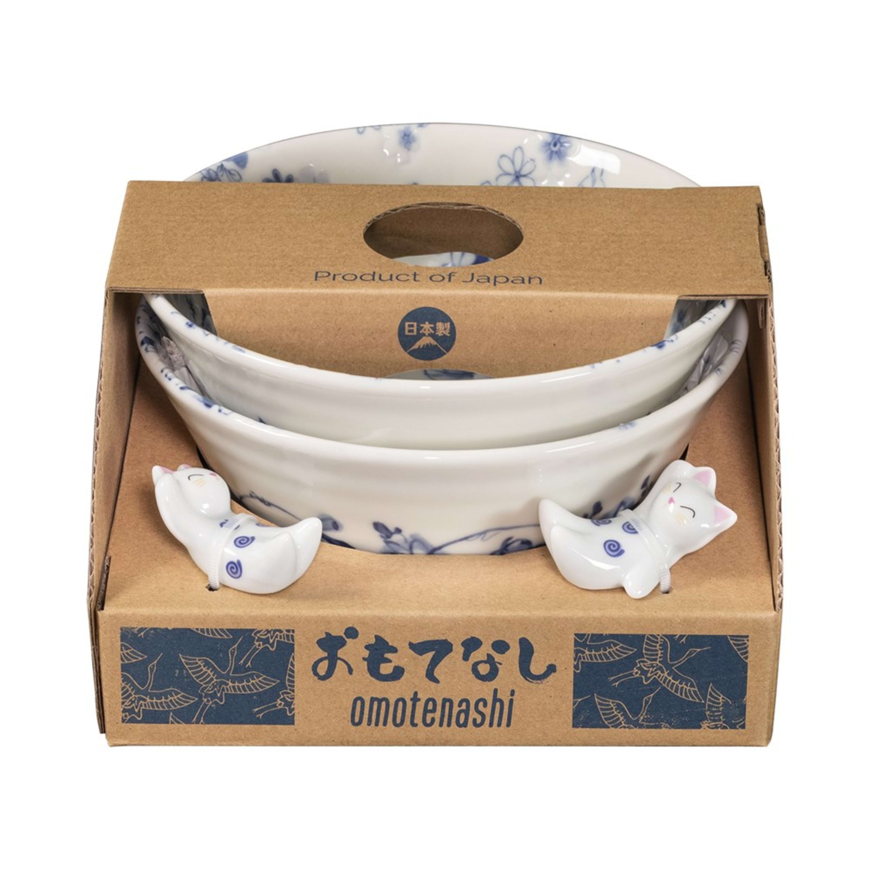 Omotenashi Hana Tsudoi 4 Piece Bowl & Chopstick Rest Set 15x7cm
