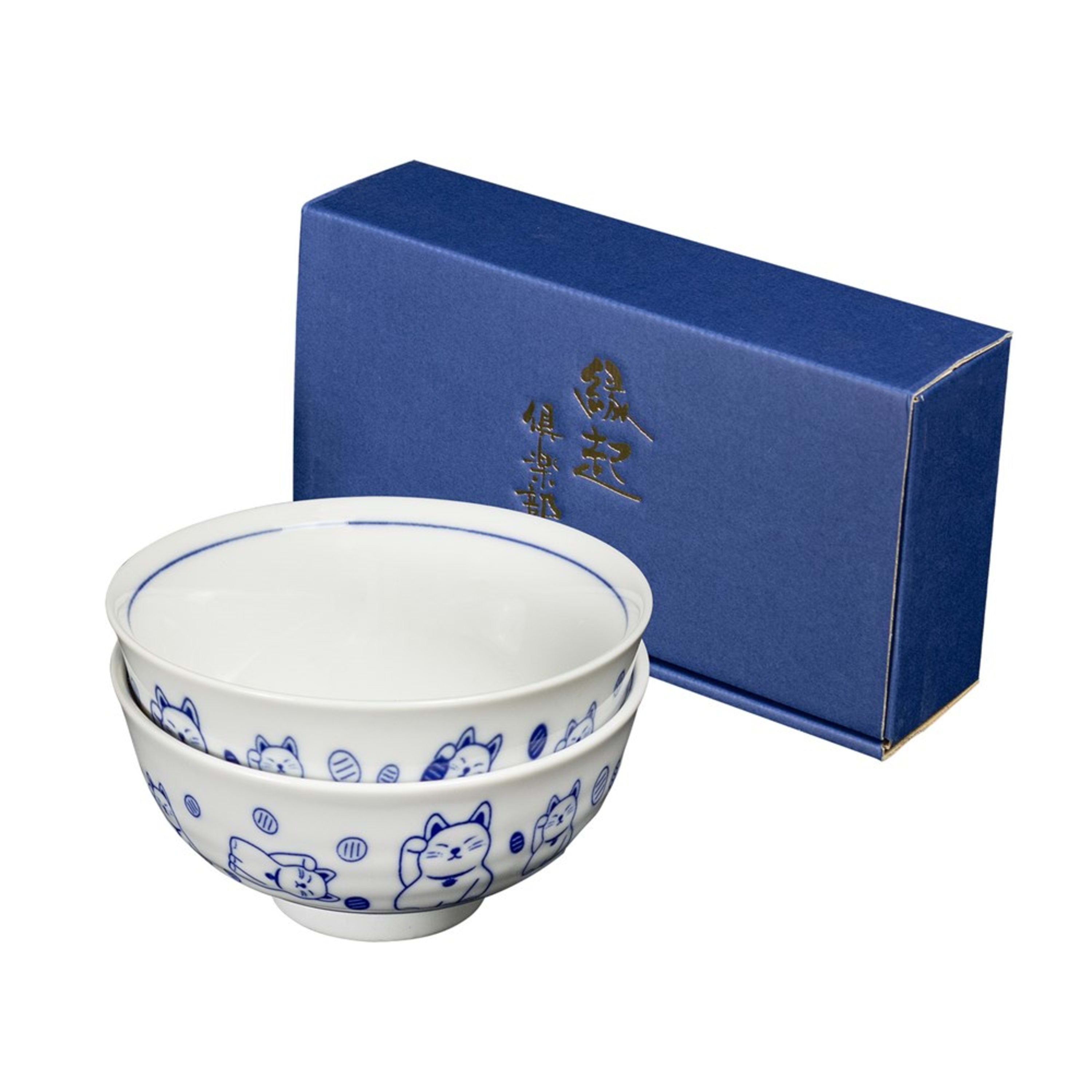 Omotenashi Lucky Cat 2 Piece Bowl Set 11.5x5.8cm