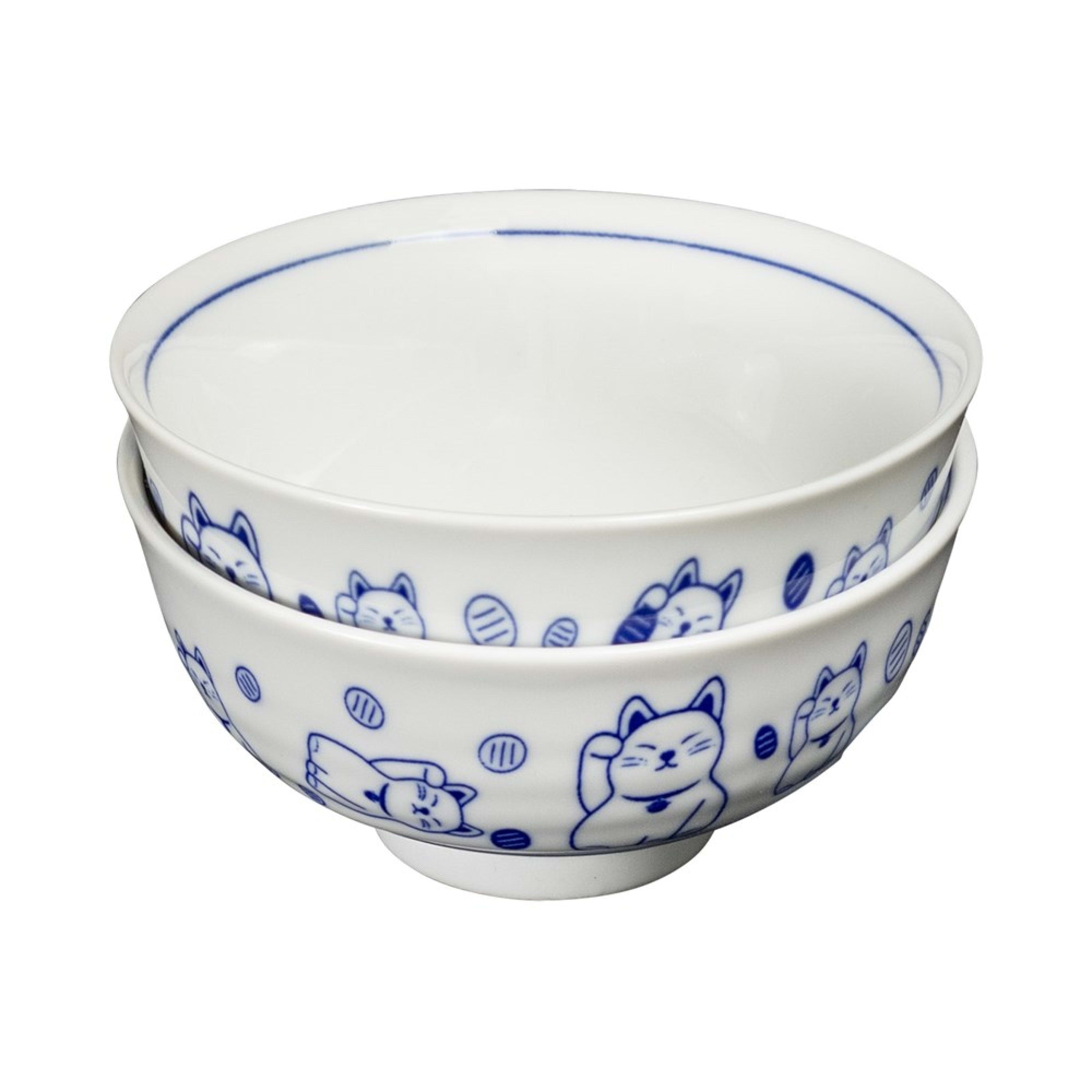 Omotenashi Lucky Cat 2 Piece Bowl Set 11.5x5.8cm