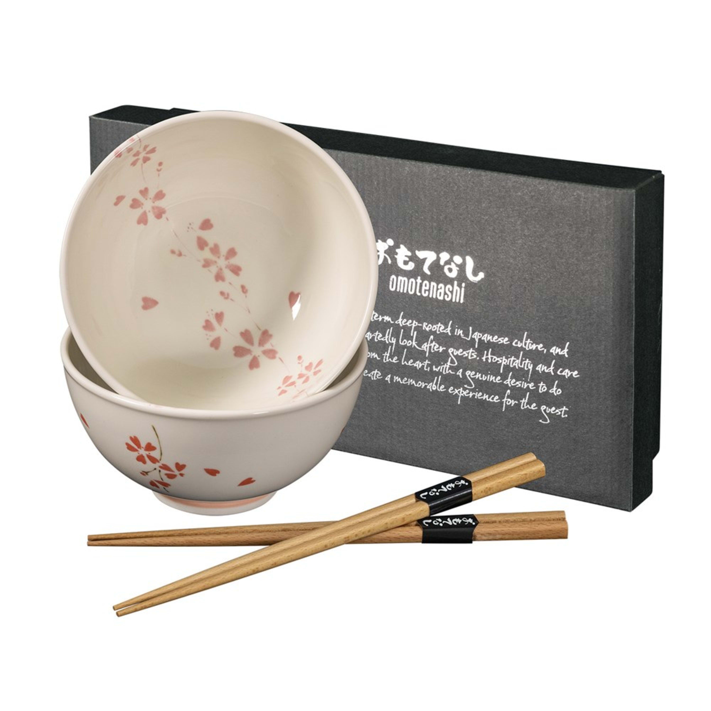 Omotenashi Hanashidare 4 Piece Bowl & Chopstick Set 16x8.5cm