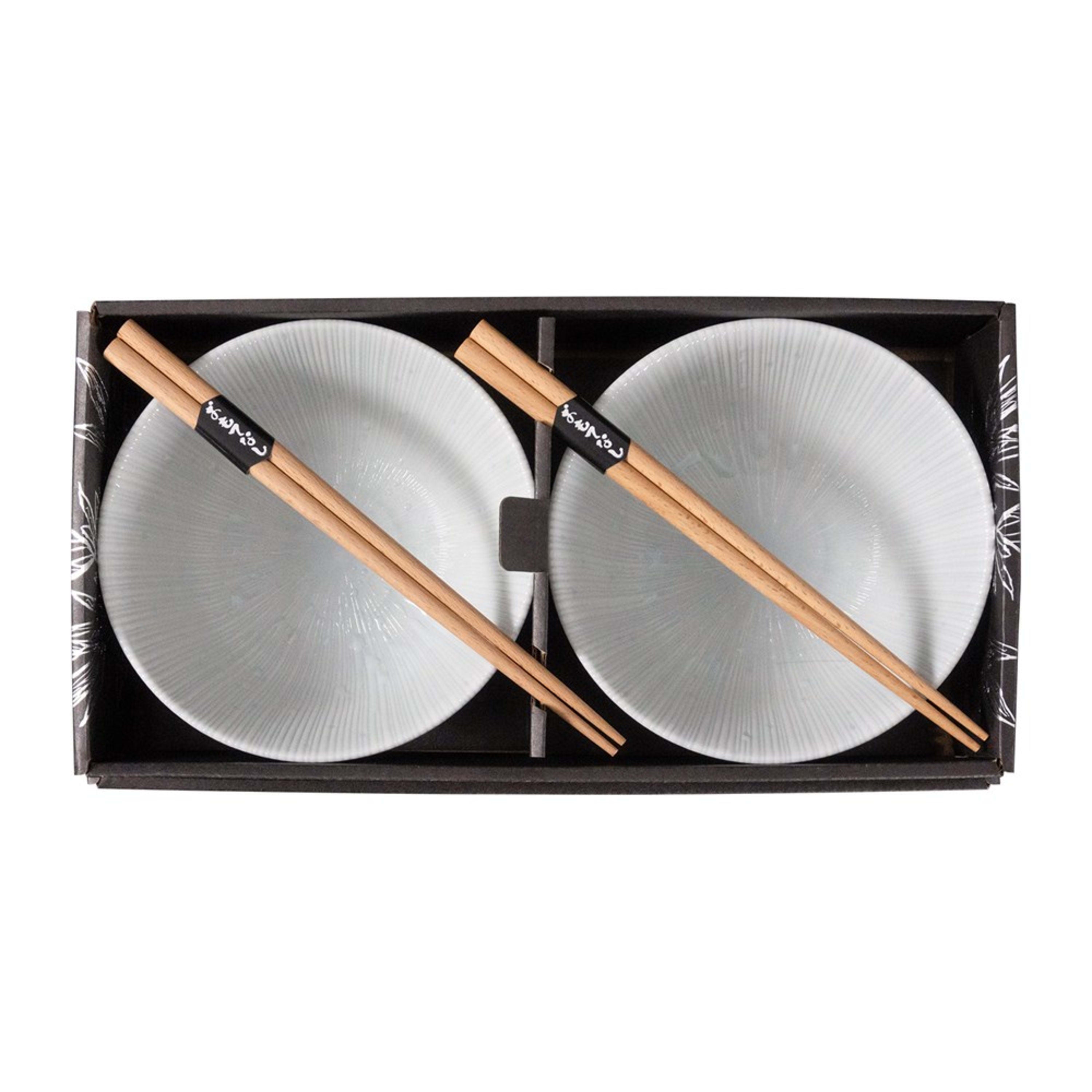 Omotenashi Kyo Sendan White 4 Piece Bowl & Chopstick Set 15x7cm