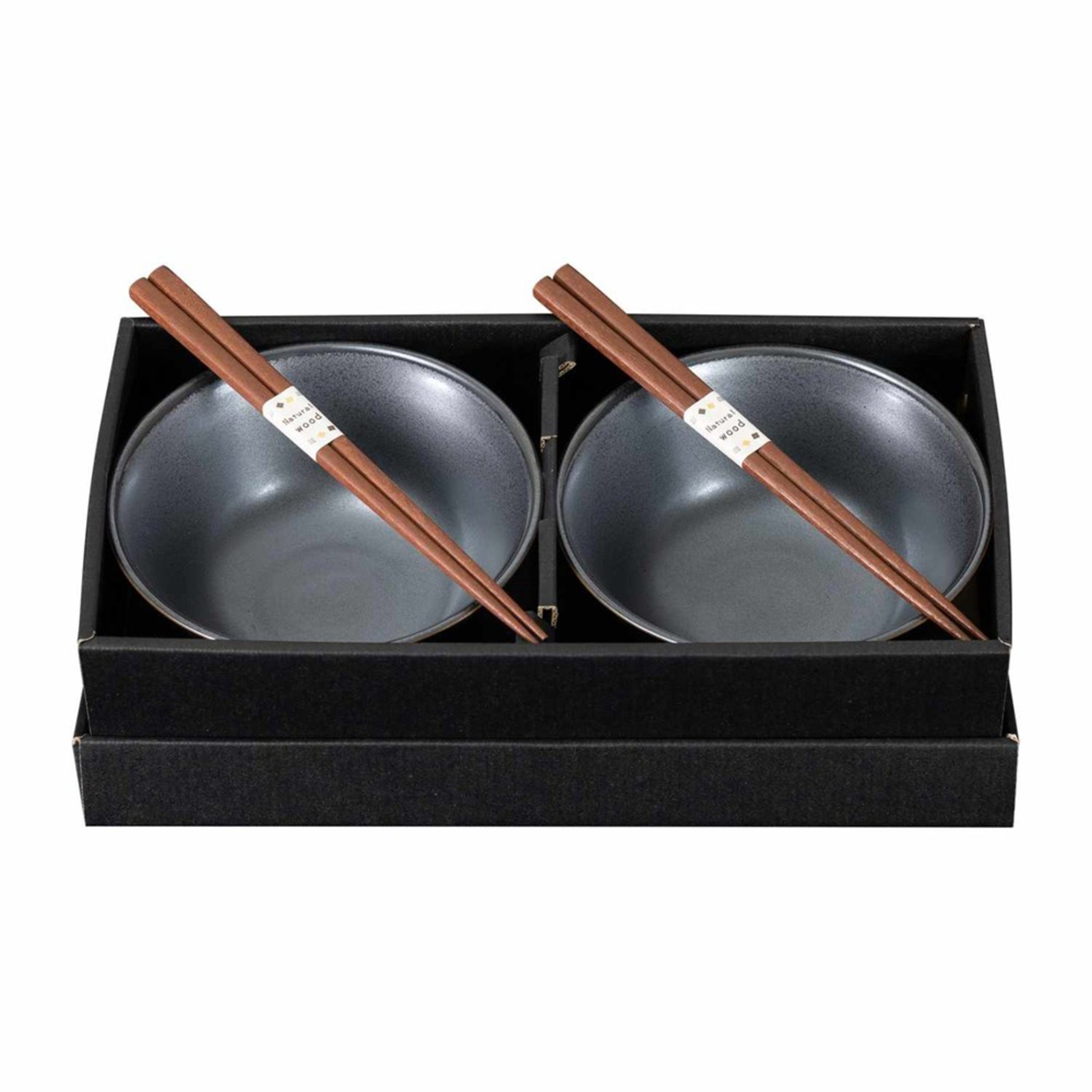 Omotenashi Tetsu Kesho 4 Piece Bowl & Chopstick Set 15x7cm