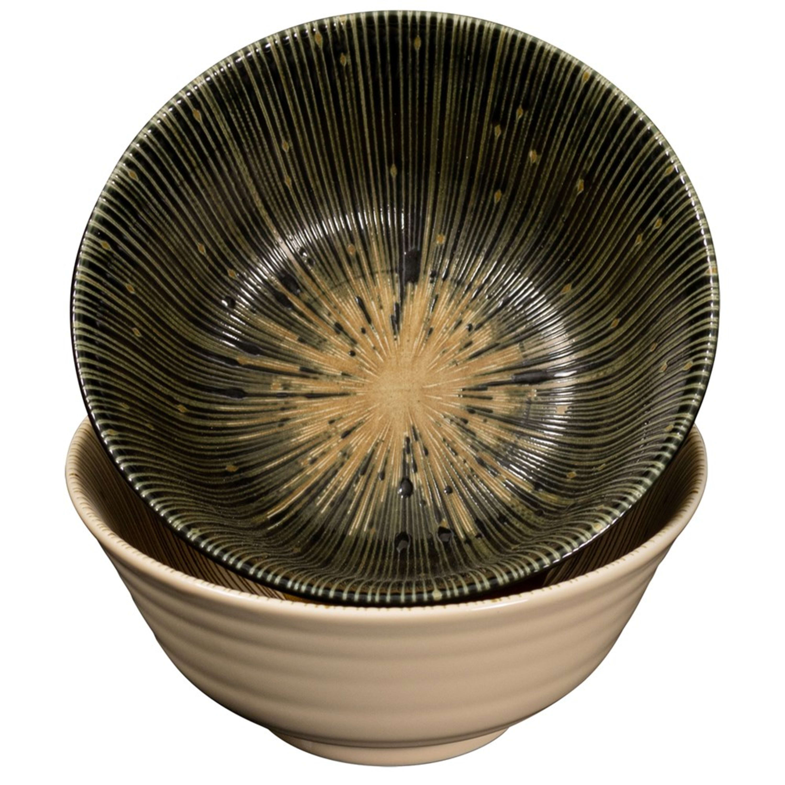 Omotenashi Kyo Sendan Earthen & Black 4 Piece Bowl & Chopstick Set 15x7cm