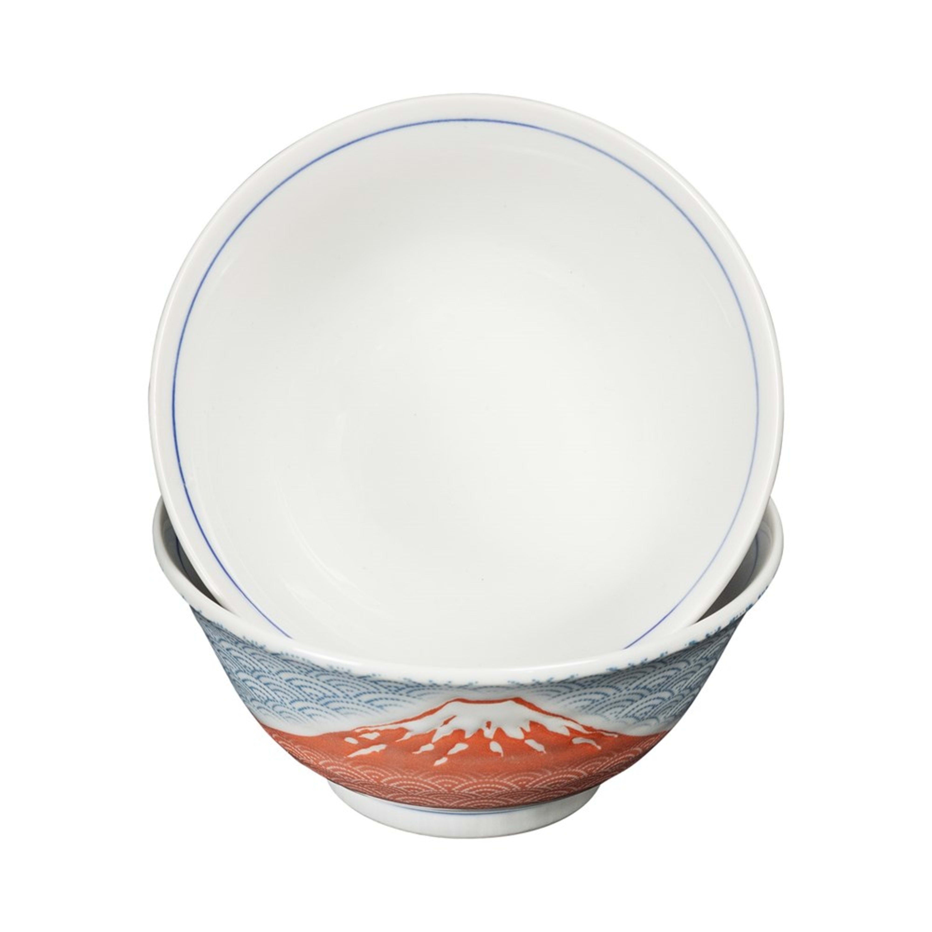 Omotenashi Fuji Seigaiha 4 Piece Bowl & Chopstick Set 15x7cm