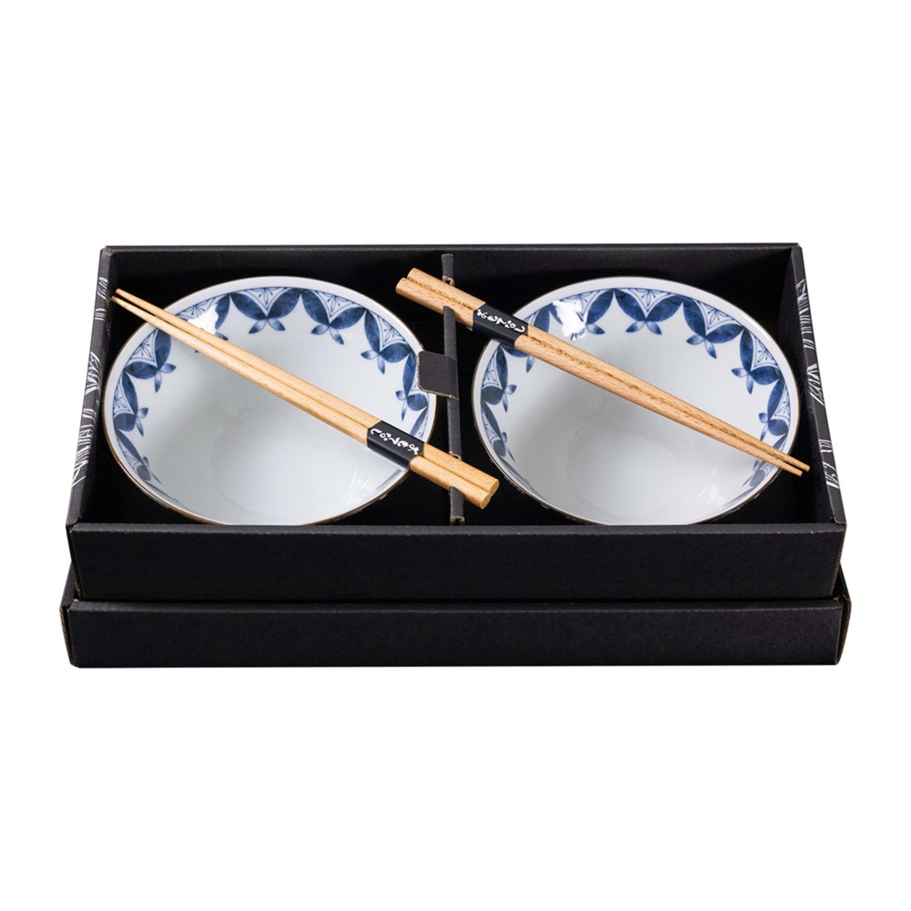 Omotenashi Sorigatadon Hanashippou 4 Piece Bowl & Chopstick Set 16x8.5cm