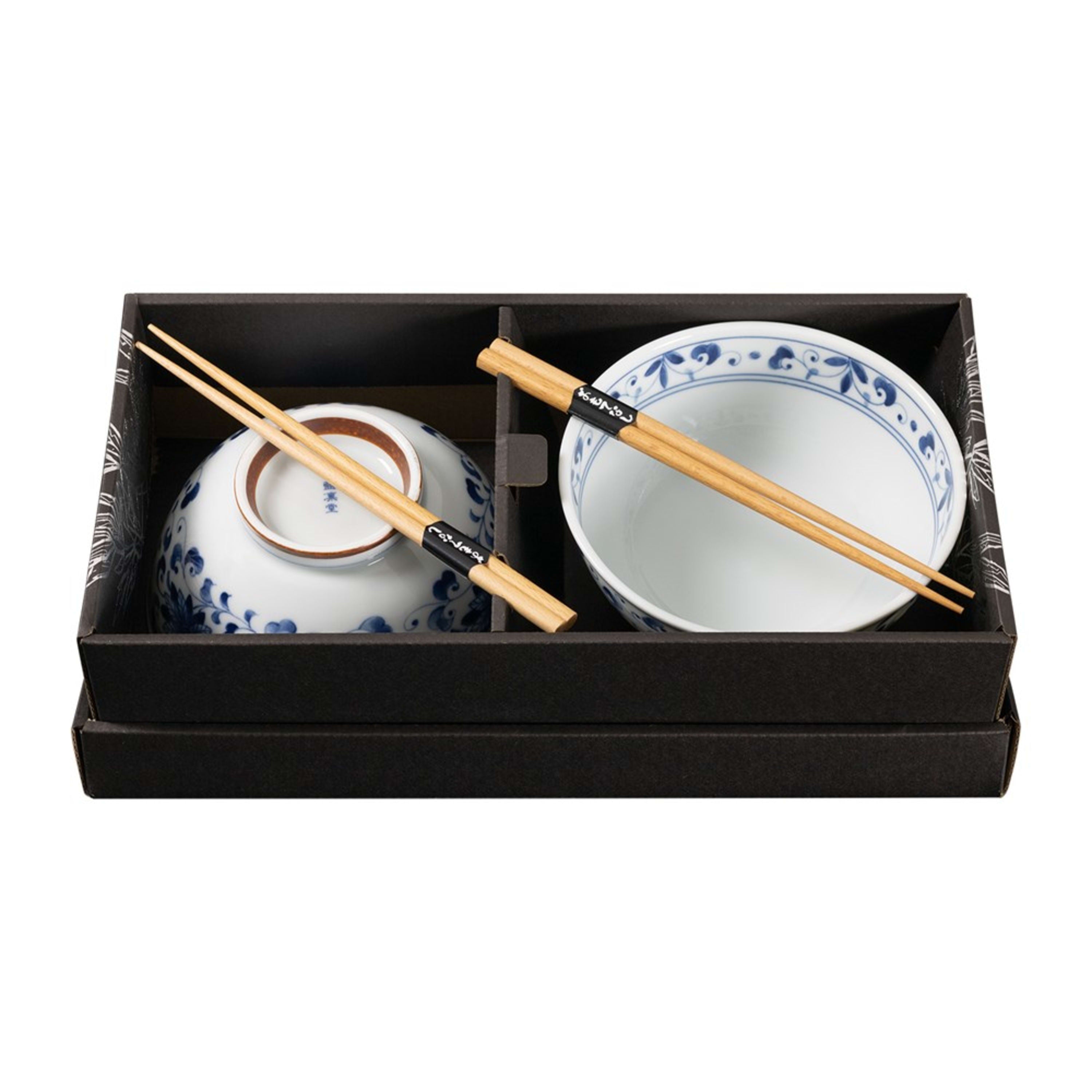 Omotenashi Kiku Karakusa 4 Piece Bowl & Chopstick Set 16.5x8cm