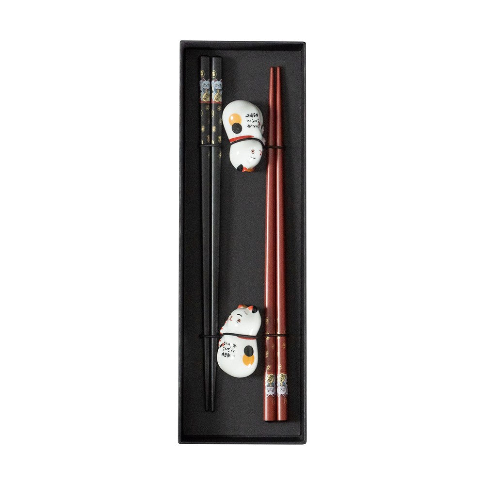 Omotenashi Lucky Cat Chopsticks Set