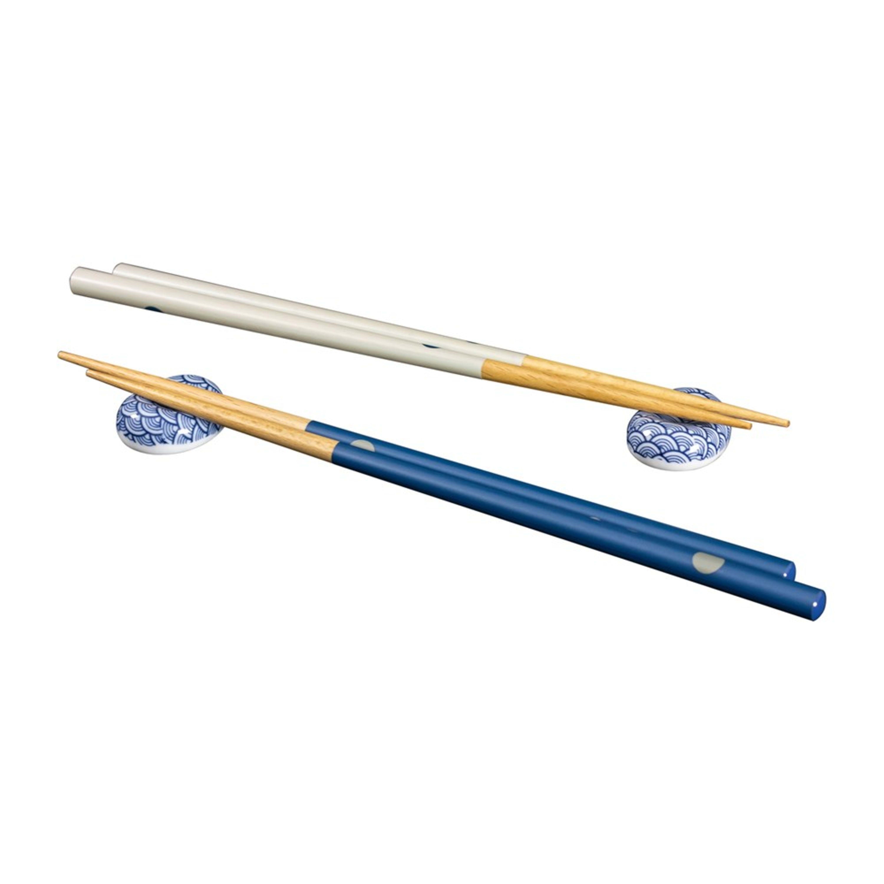 Omotenashi Living Komon 4 Piece Chopstick & Chopstick Rest Set