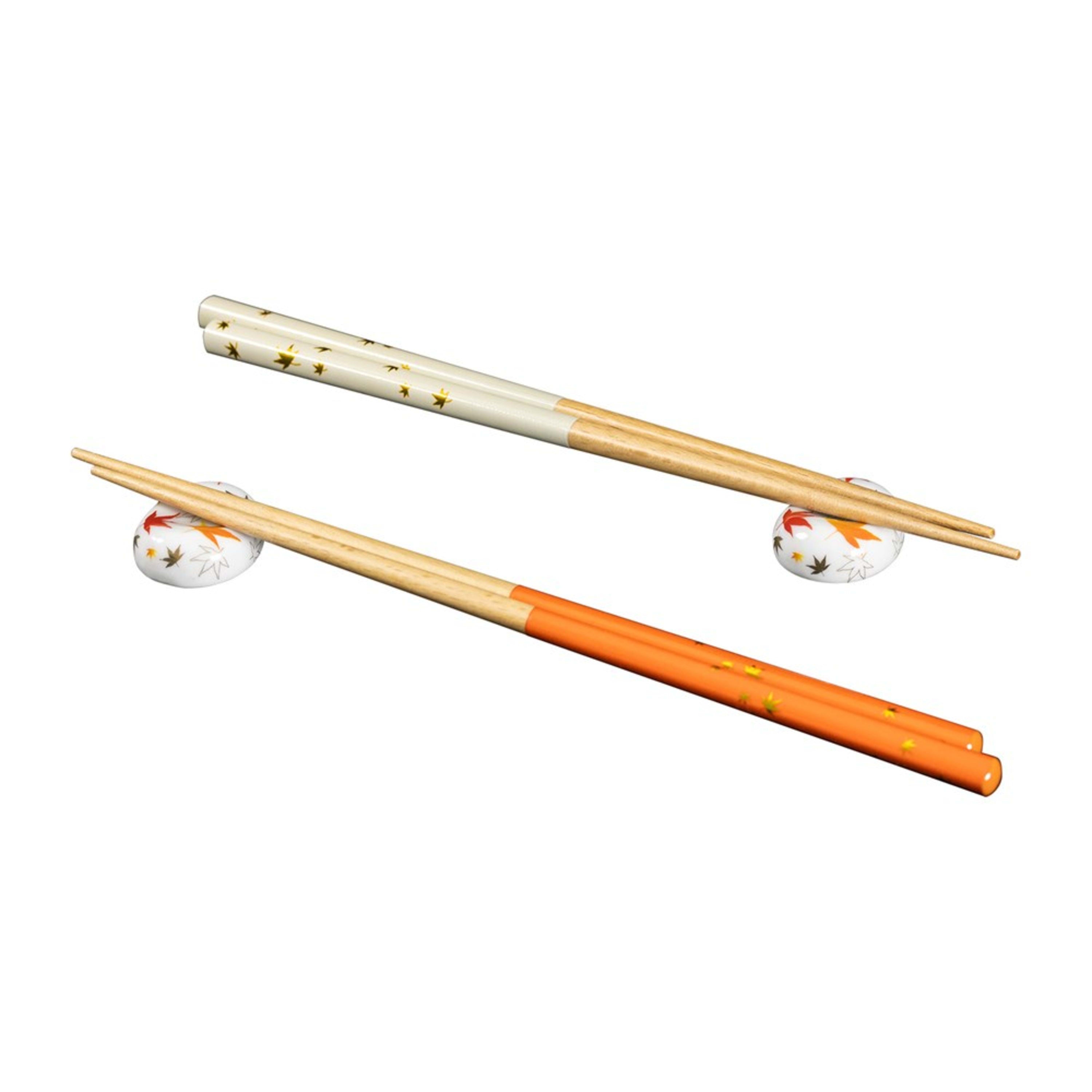 Omotenashi Living Autumn Leaves 4 Piece Chopstick & Chopstick Rest Set