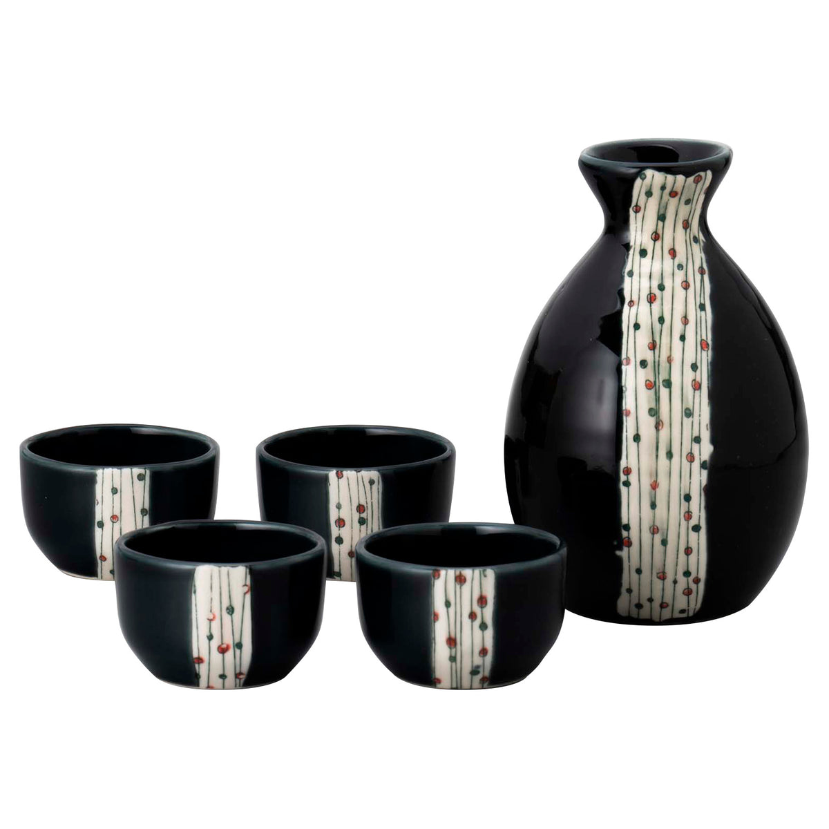 Omotenashi Doban Tamasudare Sake & Black 4 Piece Cup Set 330ml