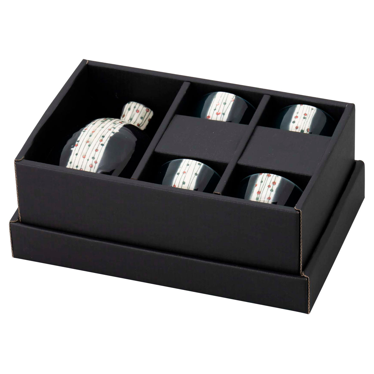 Omotenashi Doban Tamasudare Sake & Black 4 Piece Cup Set 330ml