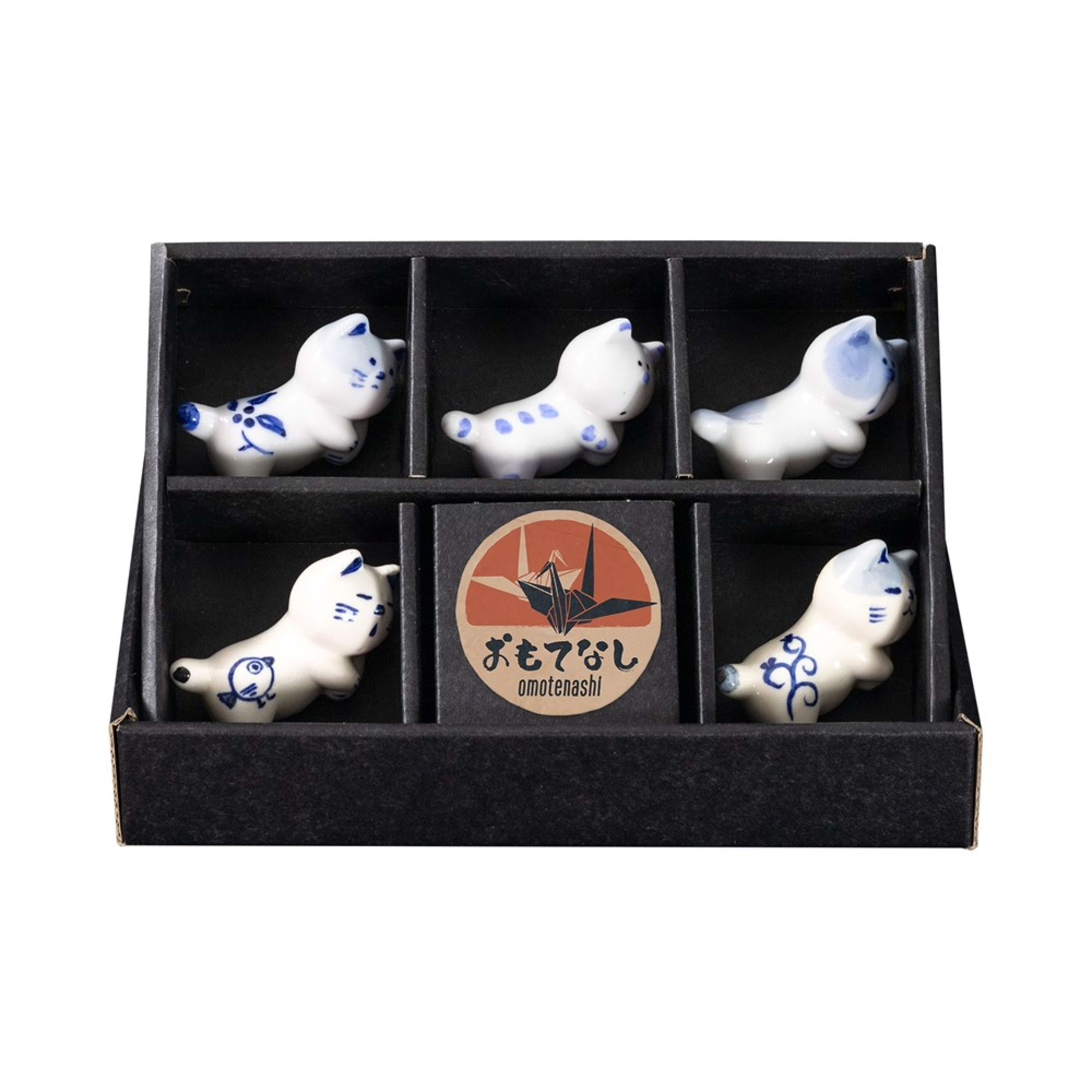 Omotenashi Hand Painted Cats 5 Piece Chopstick Rest Set 5.2x2.5x2.7cm