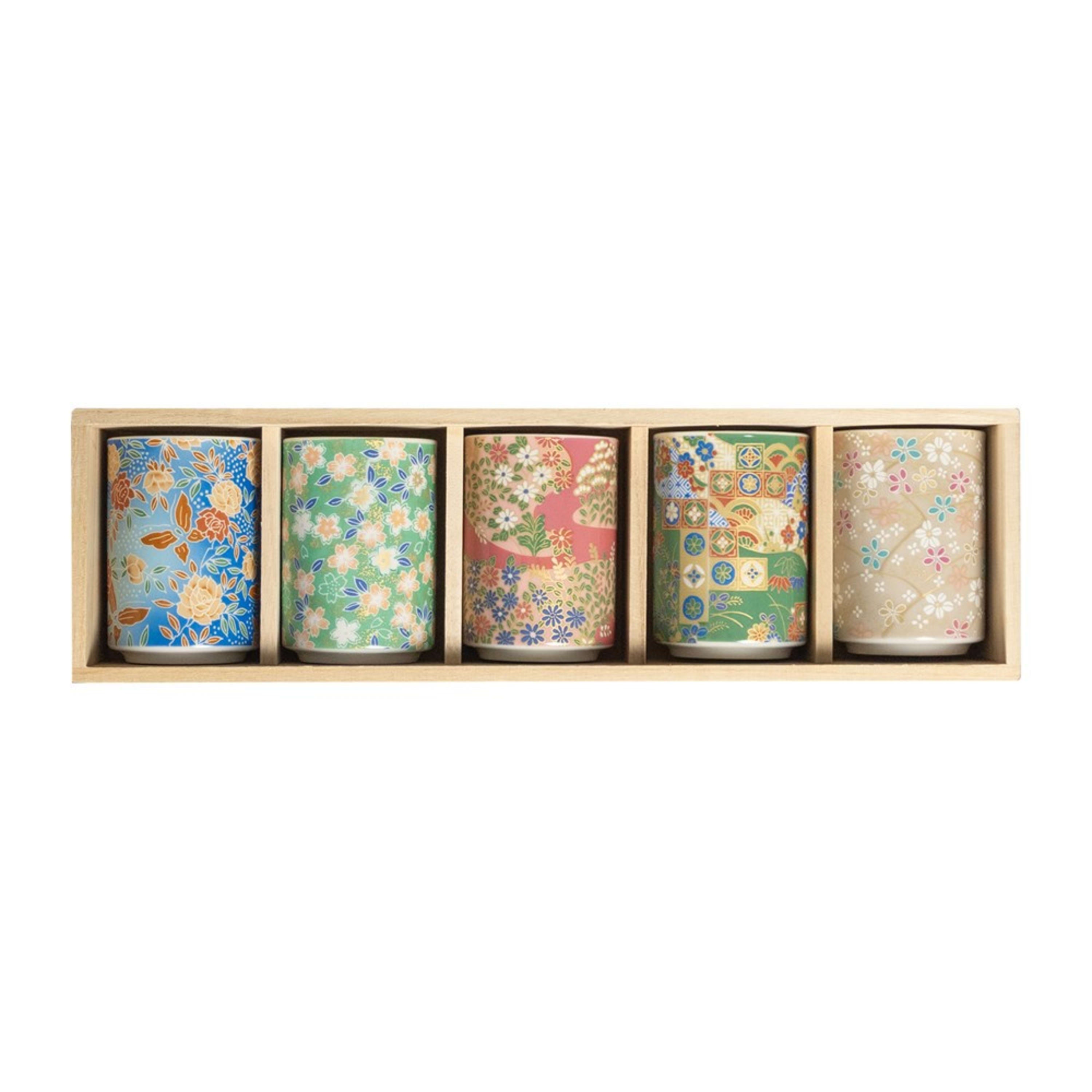 Omotenashi Kyo Yuzen 5 Piece Cup Set 6x8.5cm