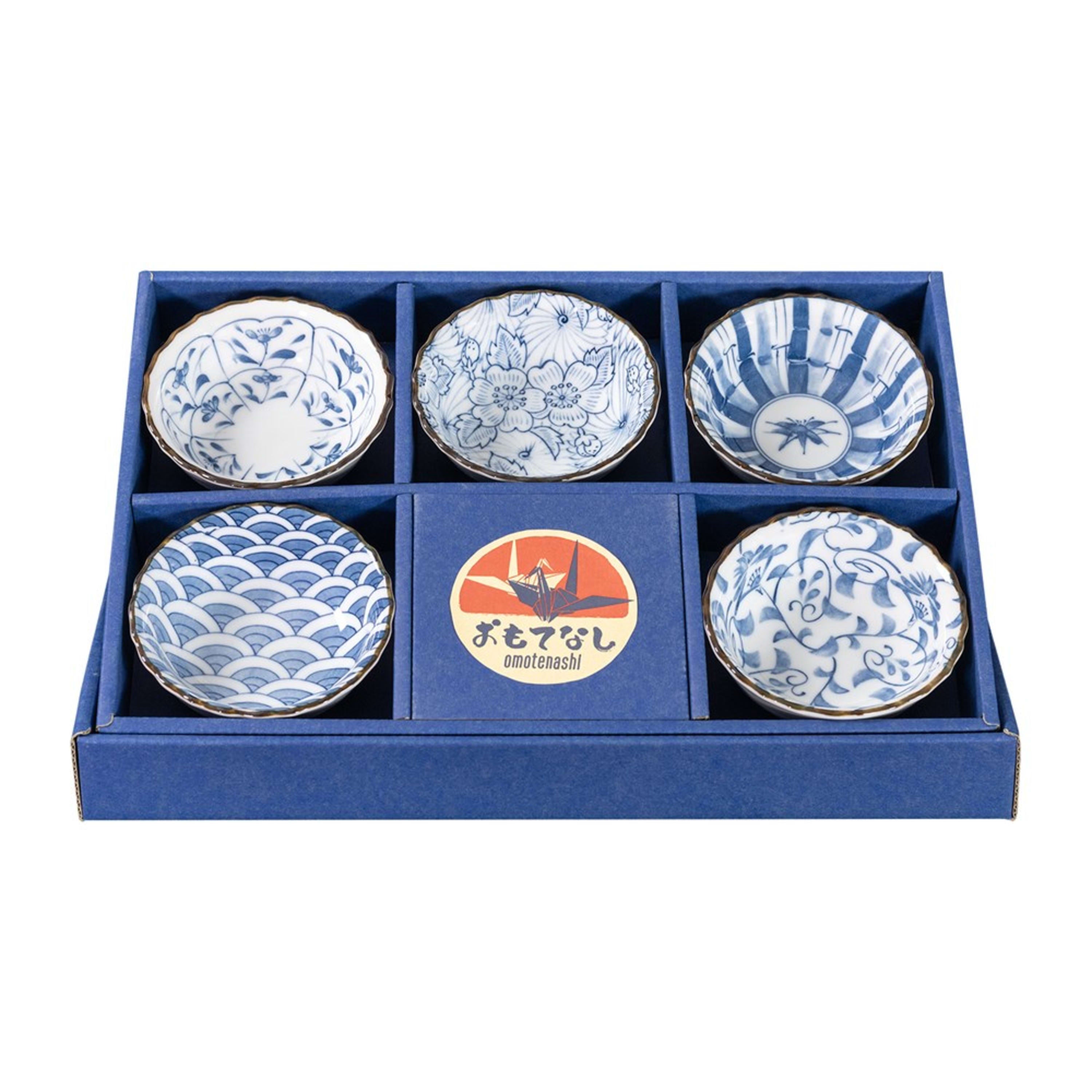 Omotenashi Kobachi Karakusa 5 Piece Dish Set 9x3.5cm