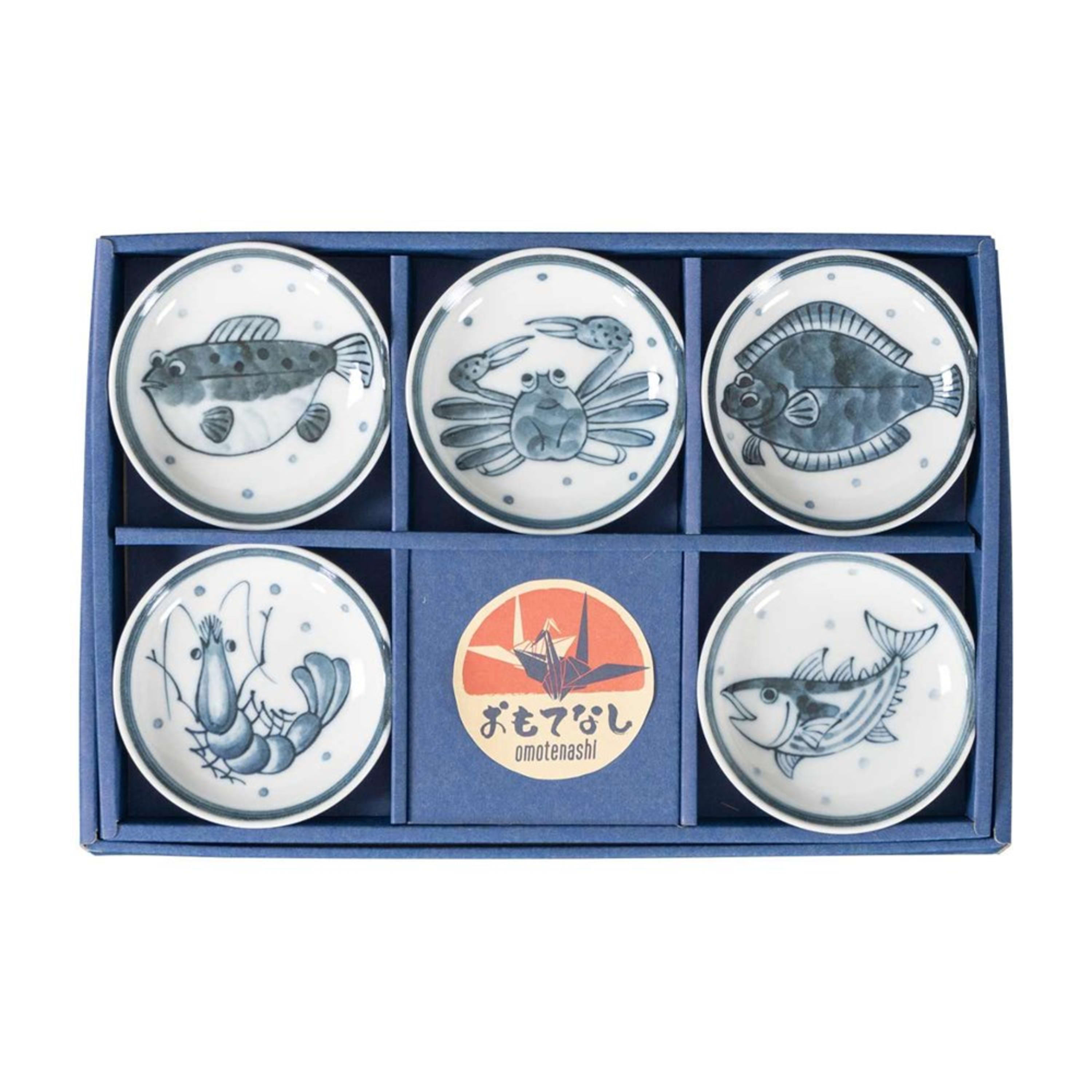 Omotenashi Sea Creature 5 Piece Dish Set 9.5x2.5cm