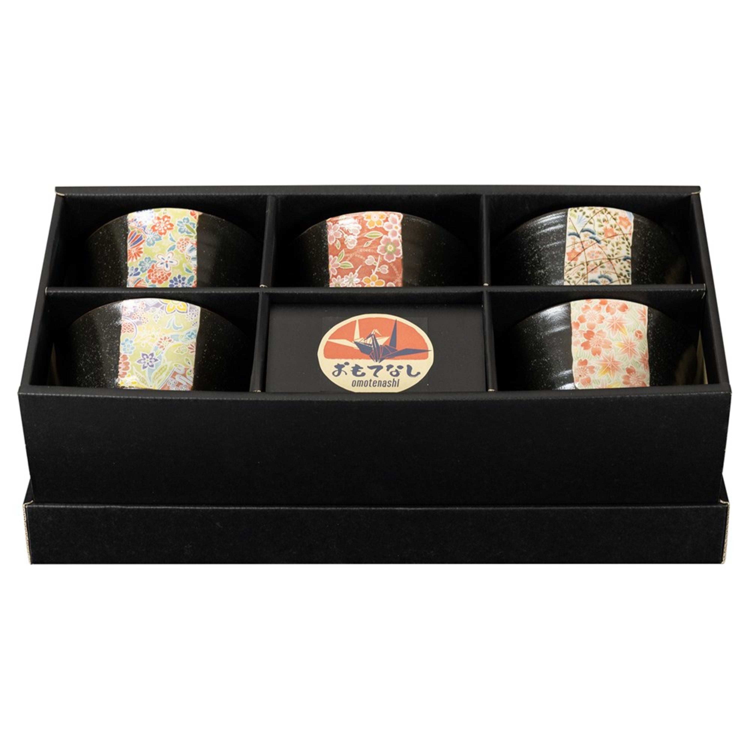 Omotenashi Hanayuzen Chazukedon 5 Piece Tea Bowl Set 12x8cm