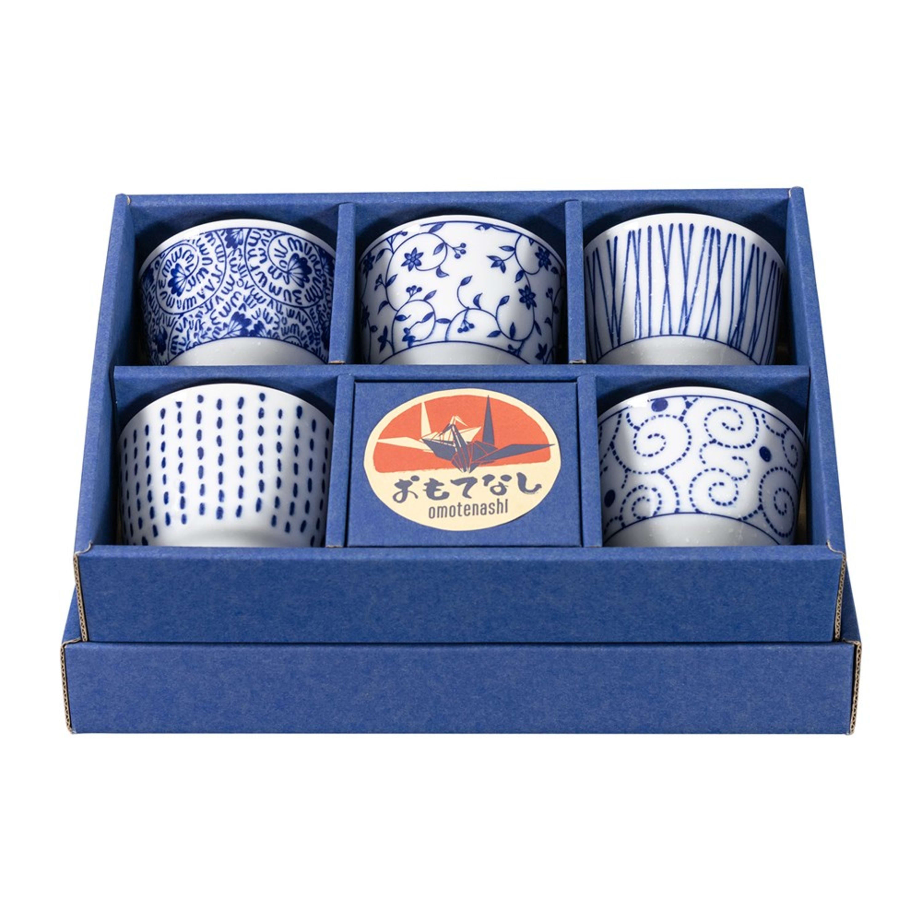 Omotenashi Edo Komon 5 Piece Tea Cup Set 8x7.5cm