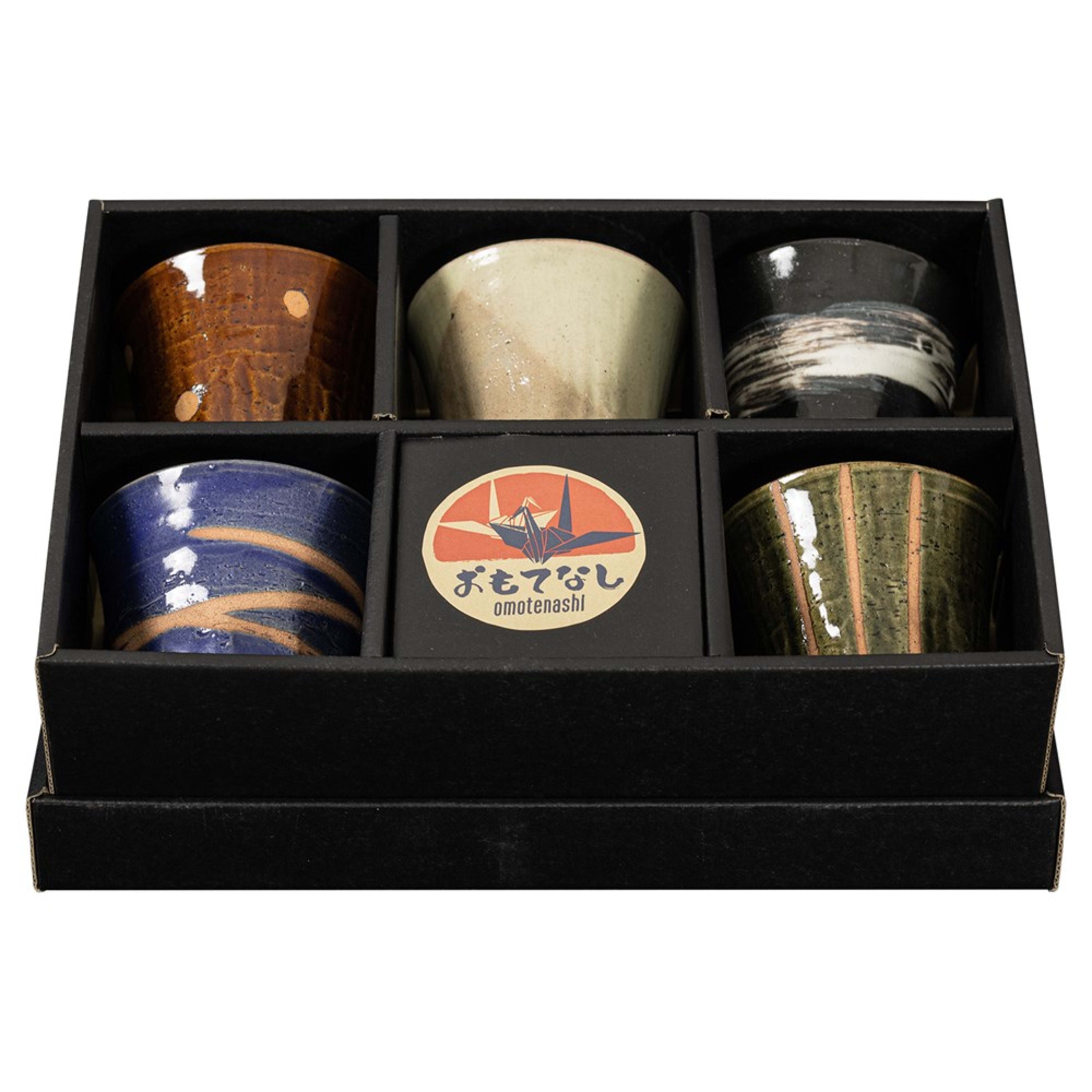Omotenashi Goyuu 5 Piece Rock Cup Set 9x8.5cm