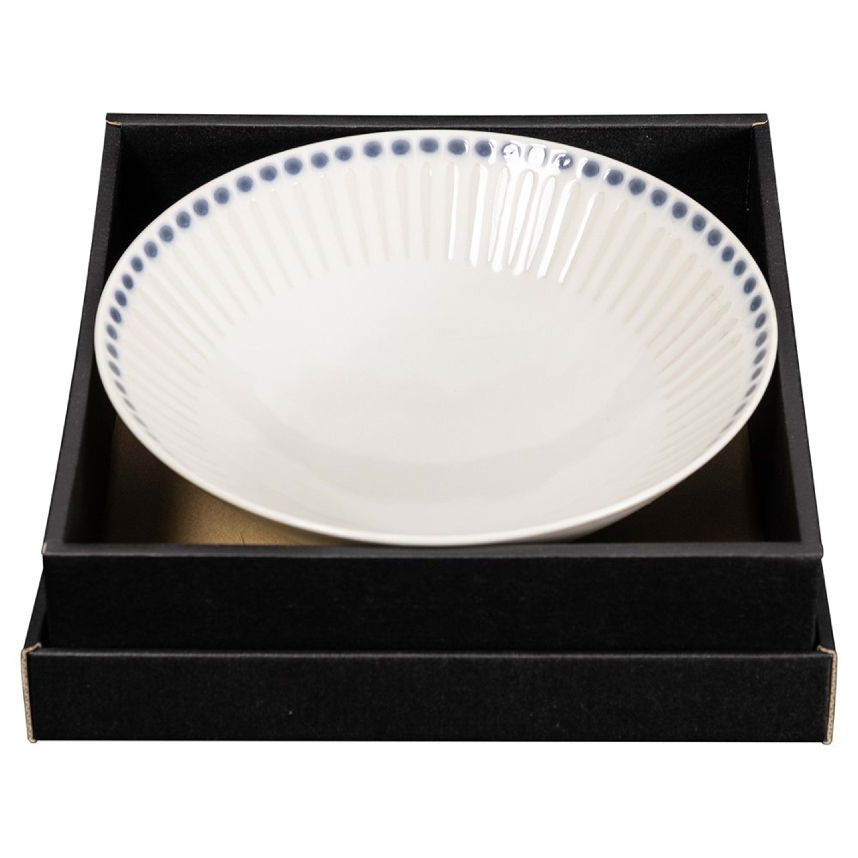 Omotenashi Emboss Tokusa Large Serving Bowl - White 24x8cm Gift Set