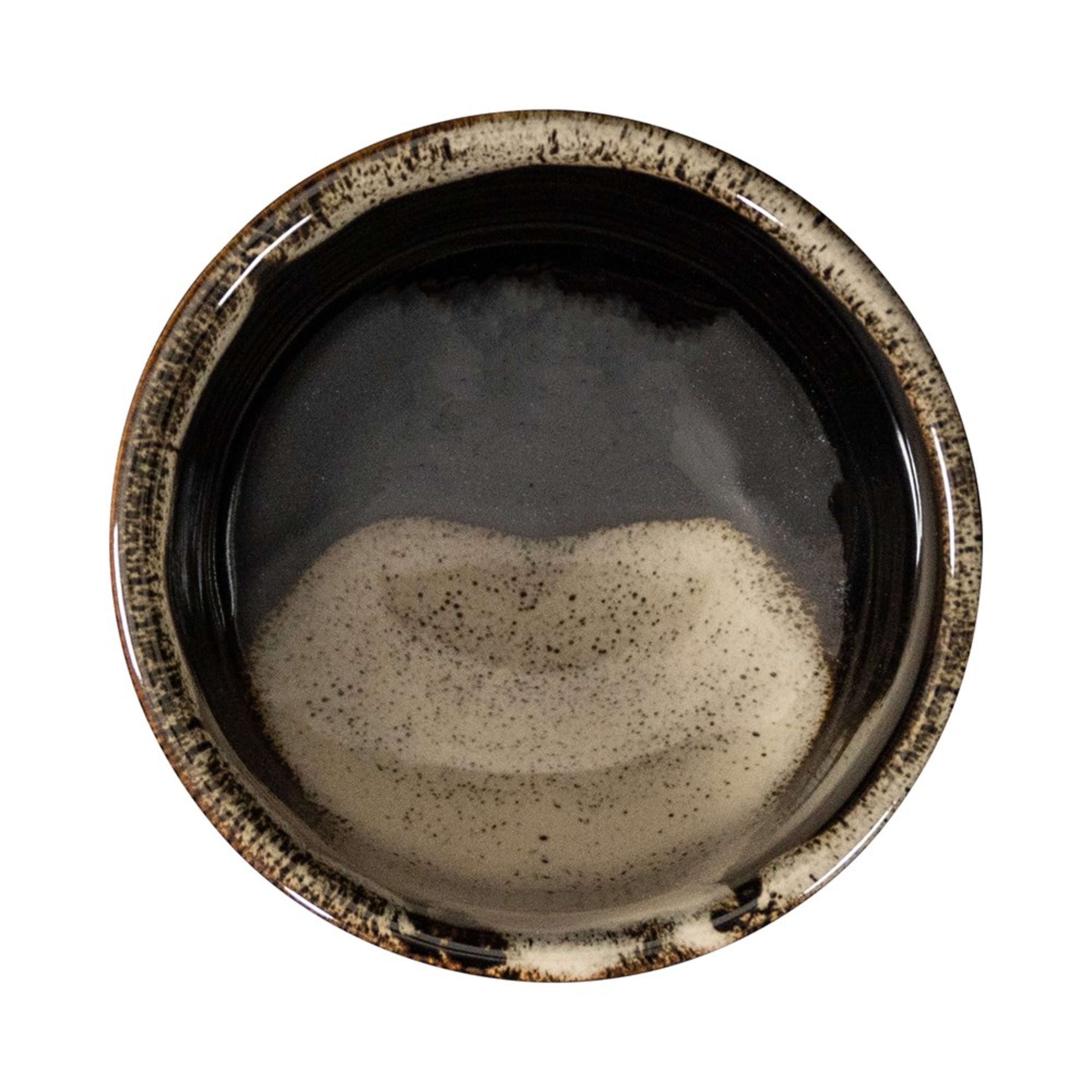 Omotenashi Kaku Matcha Bowl - White & Black 11x7.5cm