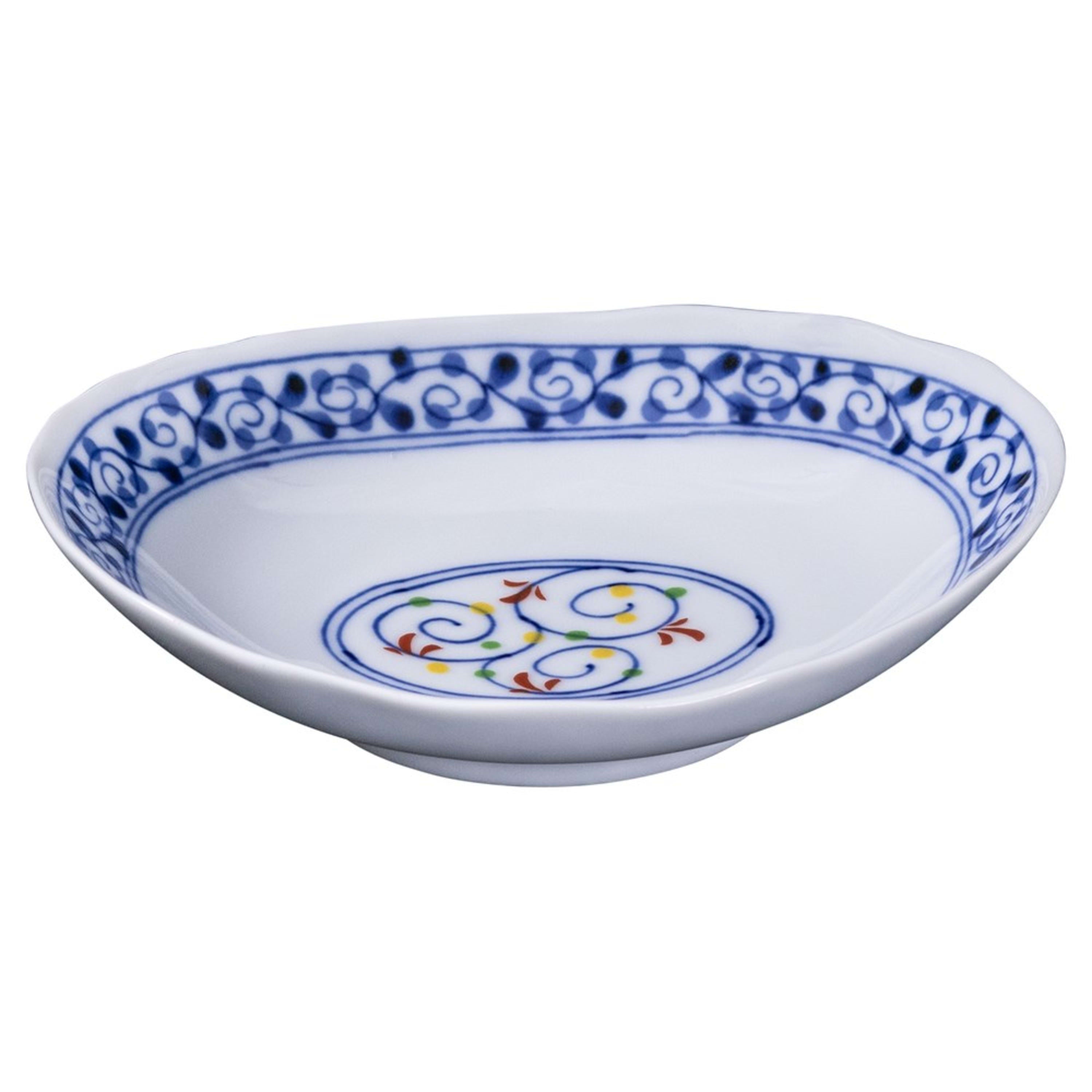 Omotenashi Somenishiki Megurikarakusa Plate Oval 16.4x14.2x4cm - Limited Edition